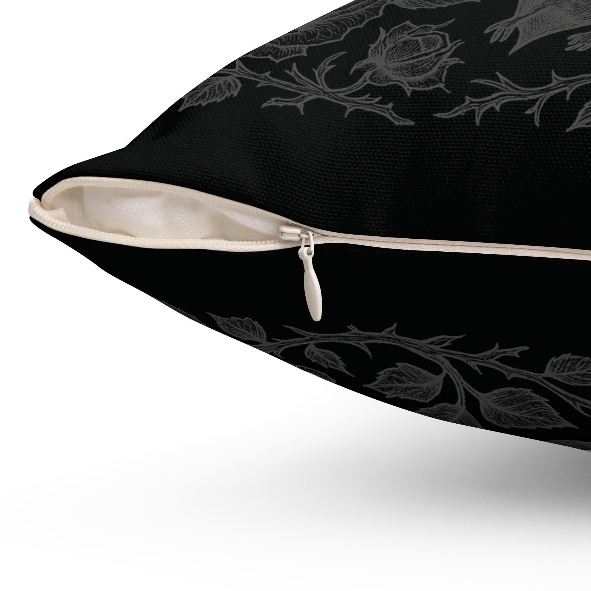 Bats and Roses Throw Pillow, Haunted Mansion Home Decor, Vampire Decorative Cushion, Halloween Accent, Dark Victorian Gothic Pillow, Bat product thumbnail image