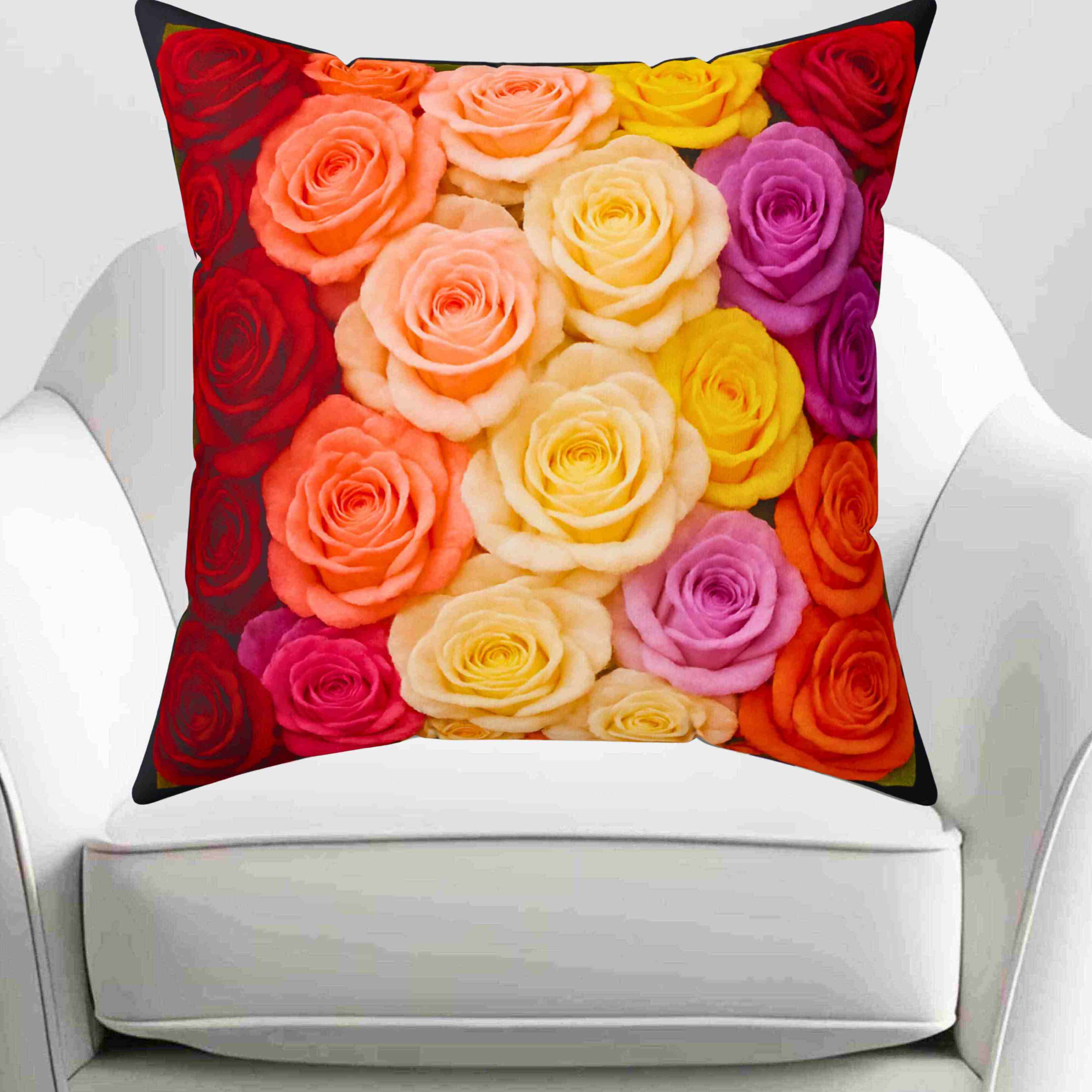 Multicolor Rose Bouquet Pillow | Floral Decorative Square Pillow product thumbnail image Multicolor Rose Bouquet Pillow | Floral Decorative Square Pillow product thumbnail image