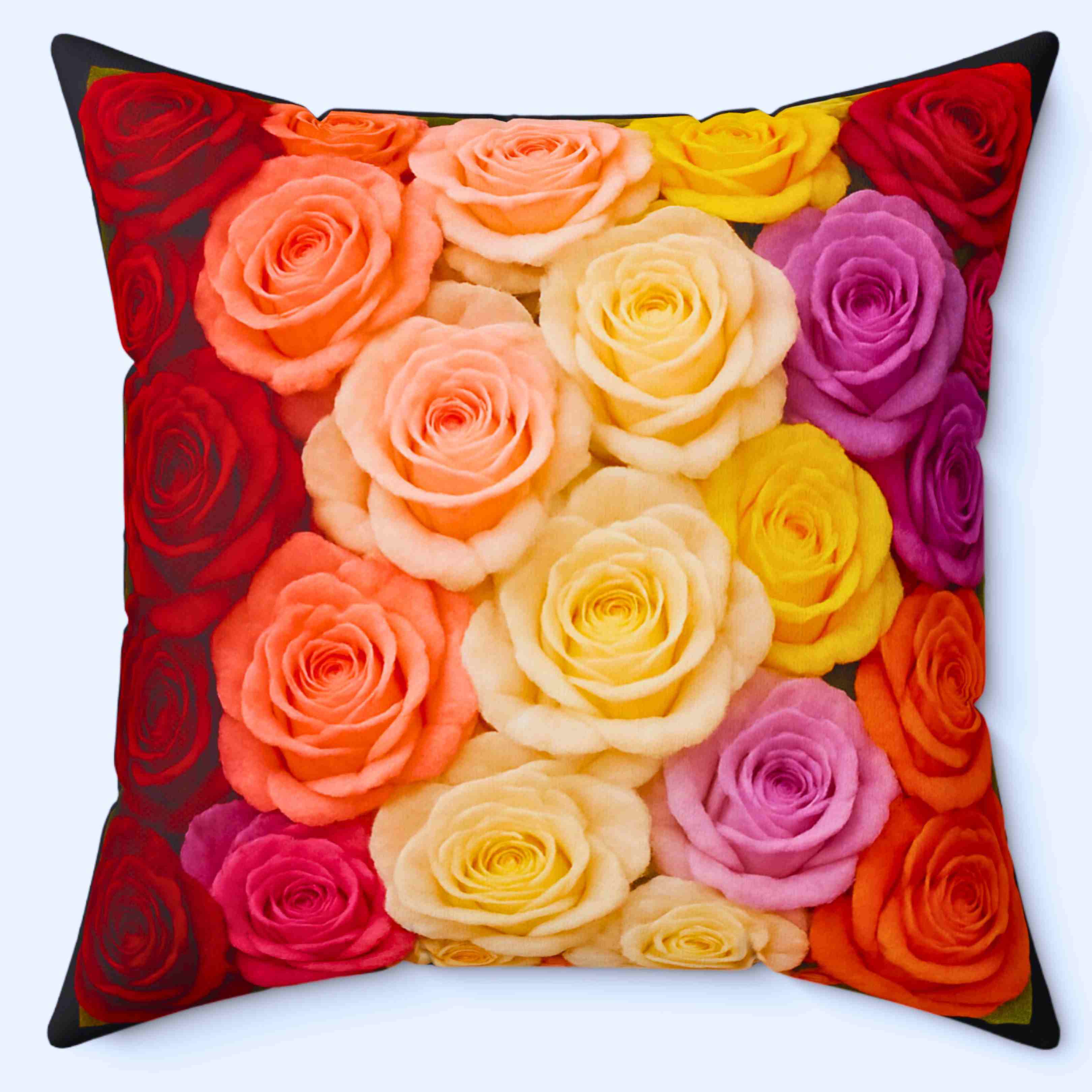 Multicolor Rose Bouquet Pillow | Floral Decorative Square Pillow product thumbnail image Multicolor Rose Bouquet Pillow | Floral Decorative Square Pillow product thumbnail image