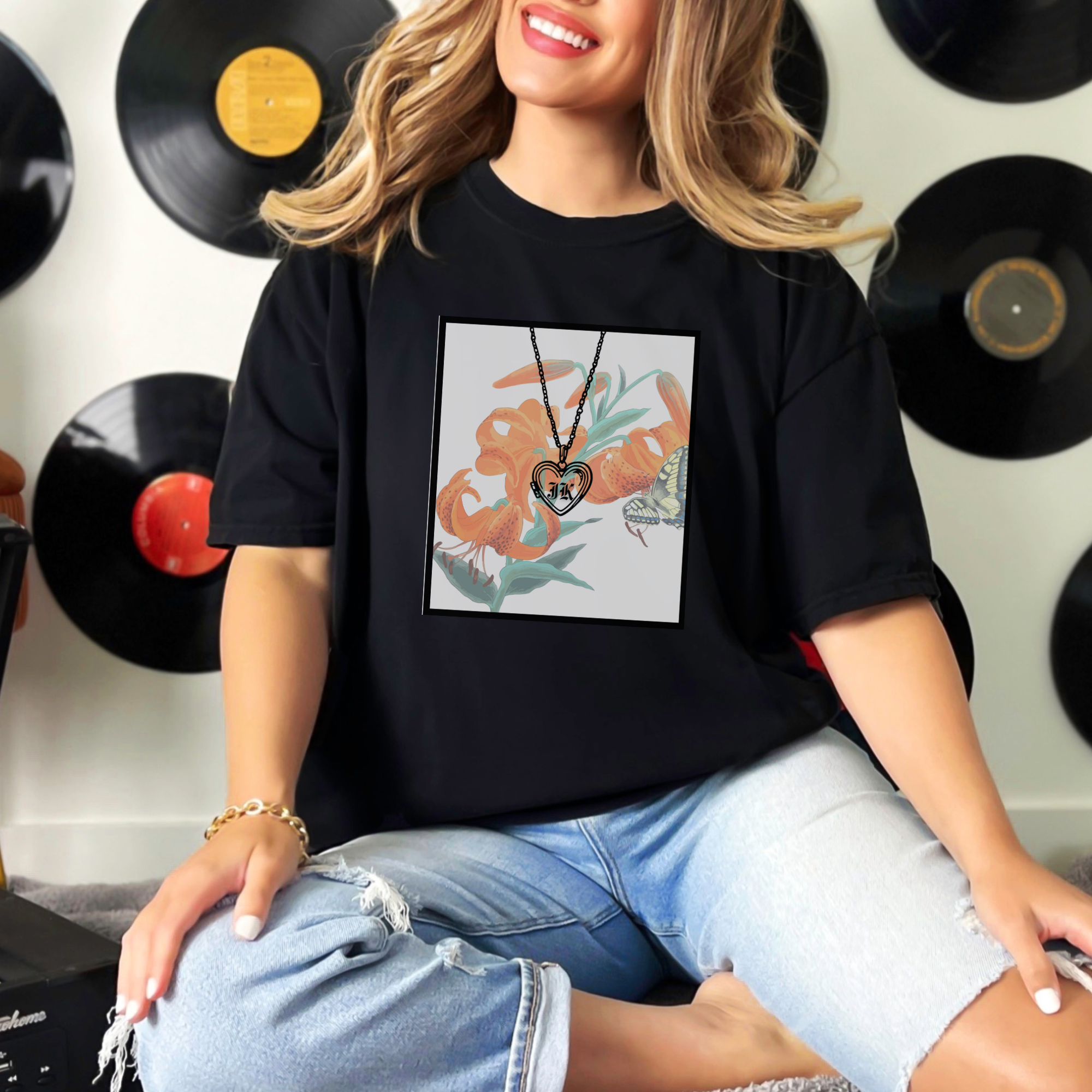 Birthflower Tiger Lily Shirt Floral Locket Shirt product thumbnail image Birthflower Tiger Lily Shirt Floral Locket Shirt product thumbnail image