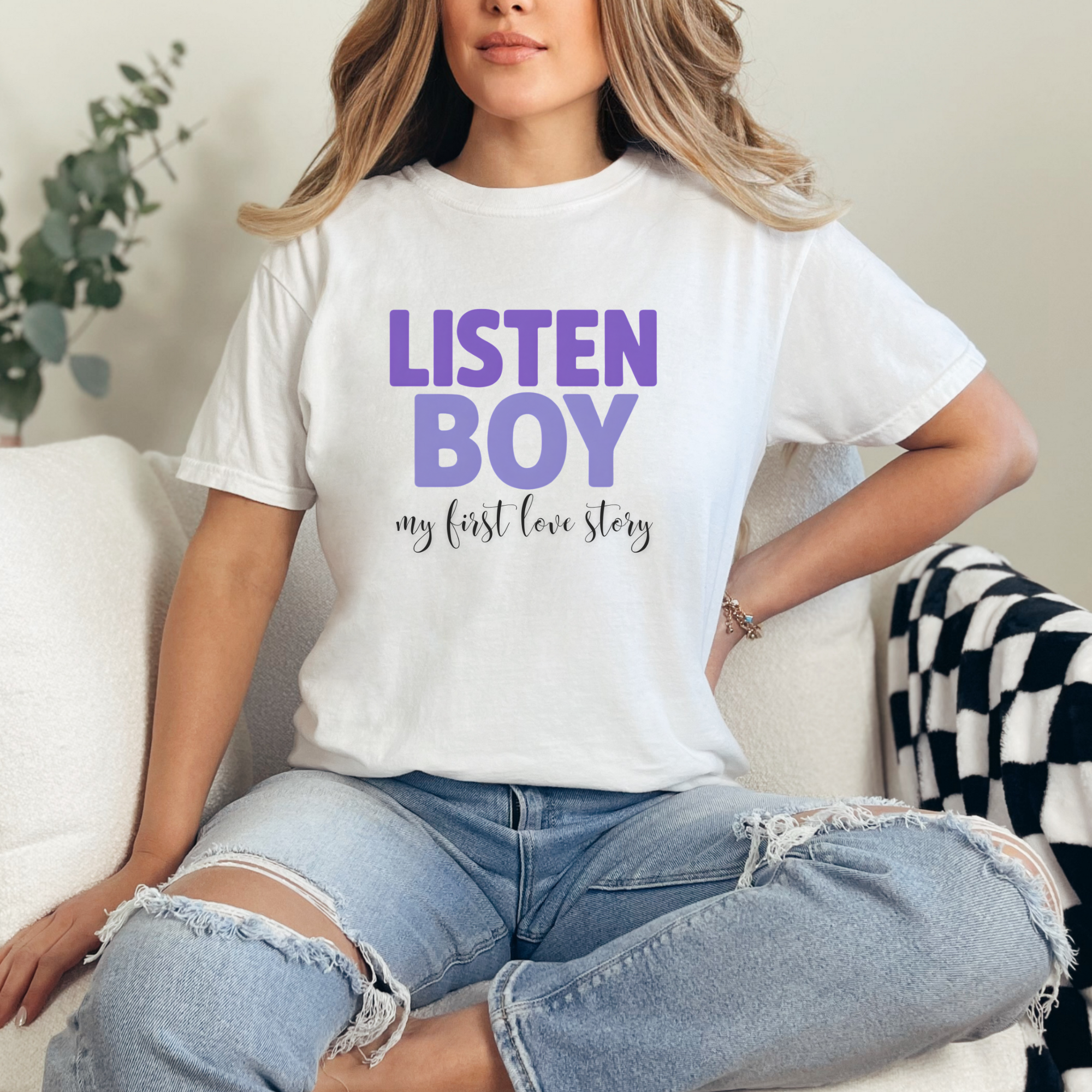 Listen Boy - My First Love Story Tee product thumbnail image Listen Boy - My First Love Story Tee product thumbnail image
