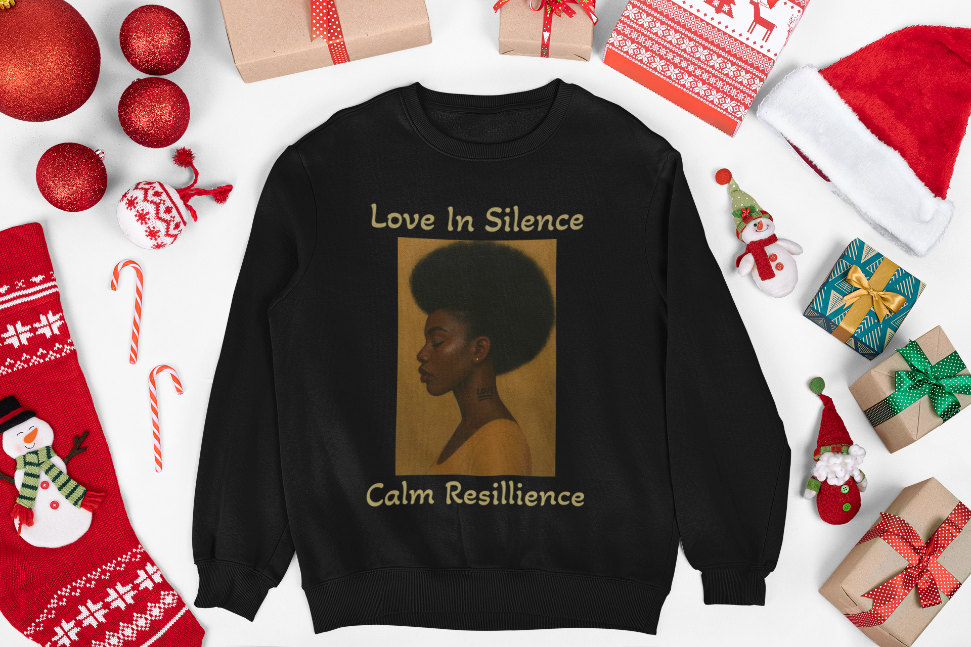 Unisex “Love In Silence – Calm Resilience” Crewneck Sweatshirt | Afro Art Design by Mr. Bee Melodies | Brooklyn 2 Ohio Apparel product thumbnail image Unisex “Love In Silence – Calm Resilience” Crewneck Sweatshirt | Afro Art Design by Mr. Bee Melodies | Brooklyn 2 Ohio Apparel product thumbnail image
