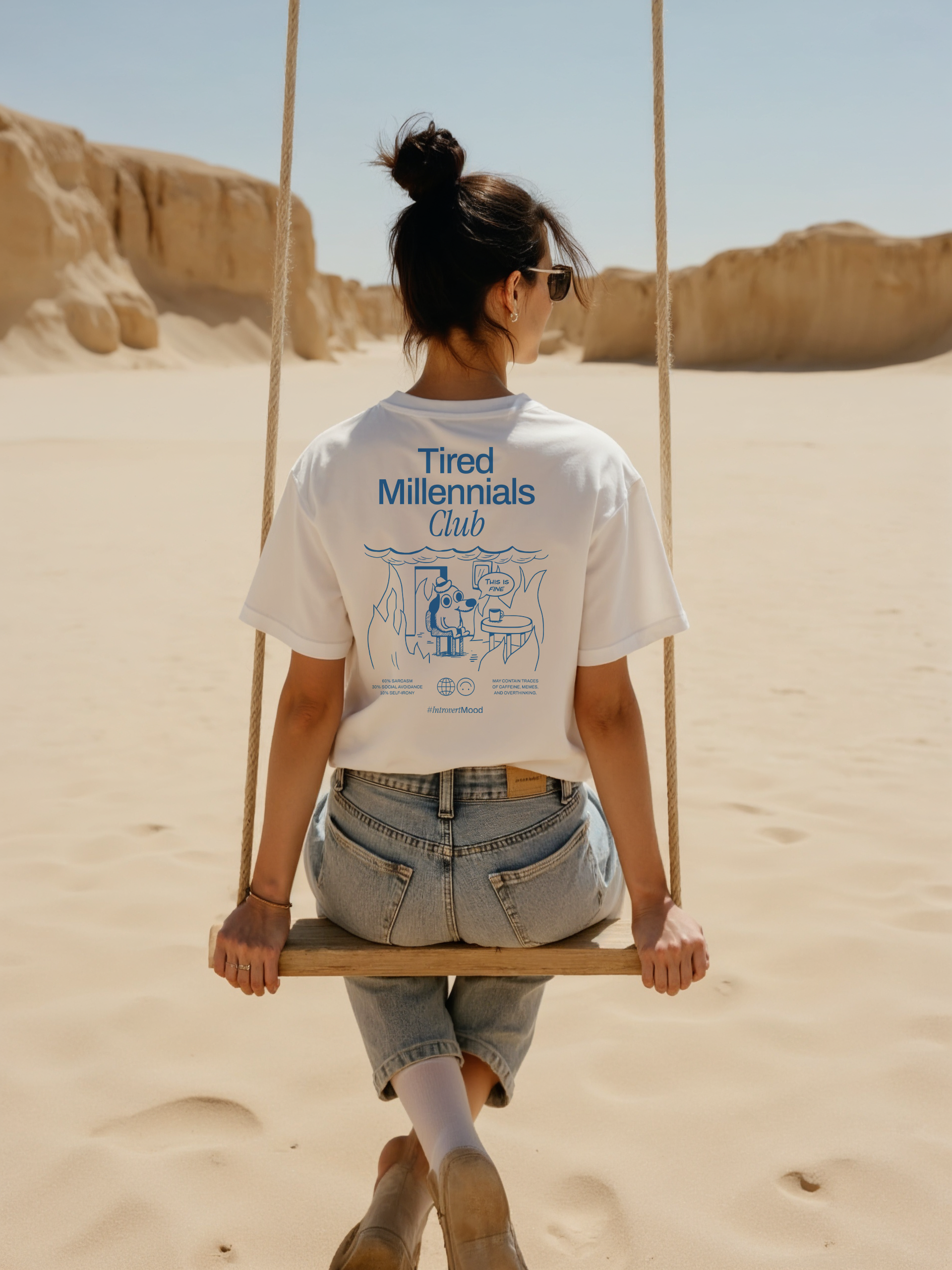 Tired Millennials Club | Unisex T-shirt | Front &amp; back print product thumbnail image