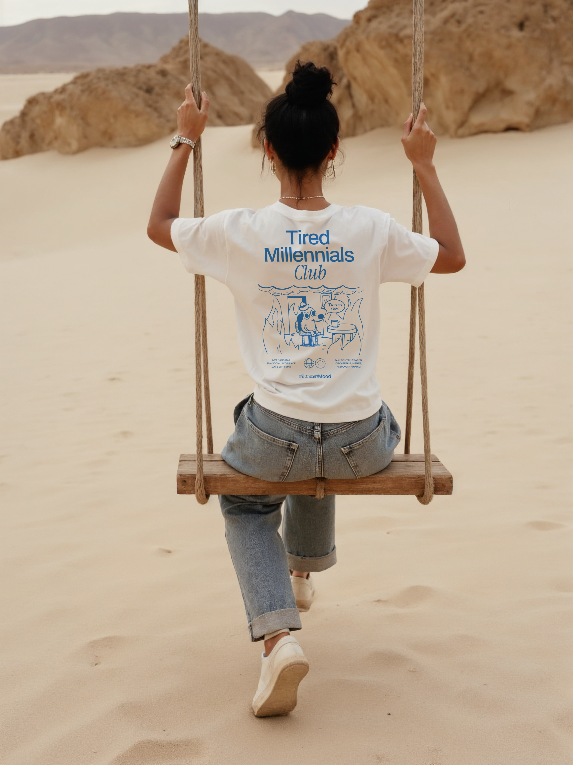 Tired Millennials Club | Unisex T-shirt | Front &amp; back print product thumbnail image