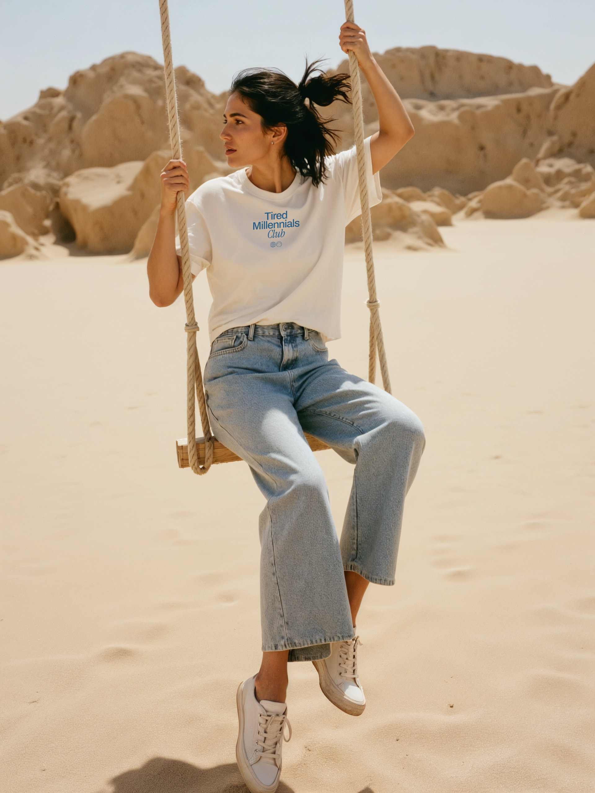 Tired Millennials Club | Unisex T-shirt | Front & back print product thumbnail image Tired Millennials Club | Unisex T-shirt | Front & back print product thumbnail image