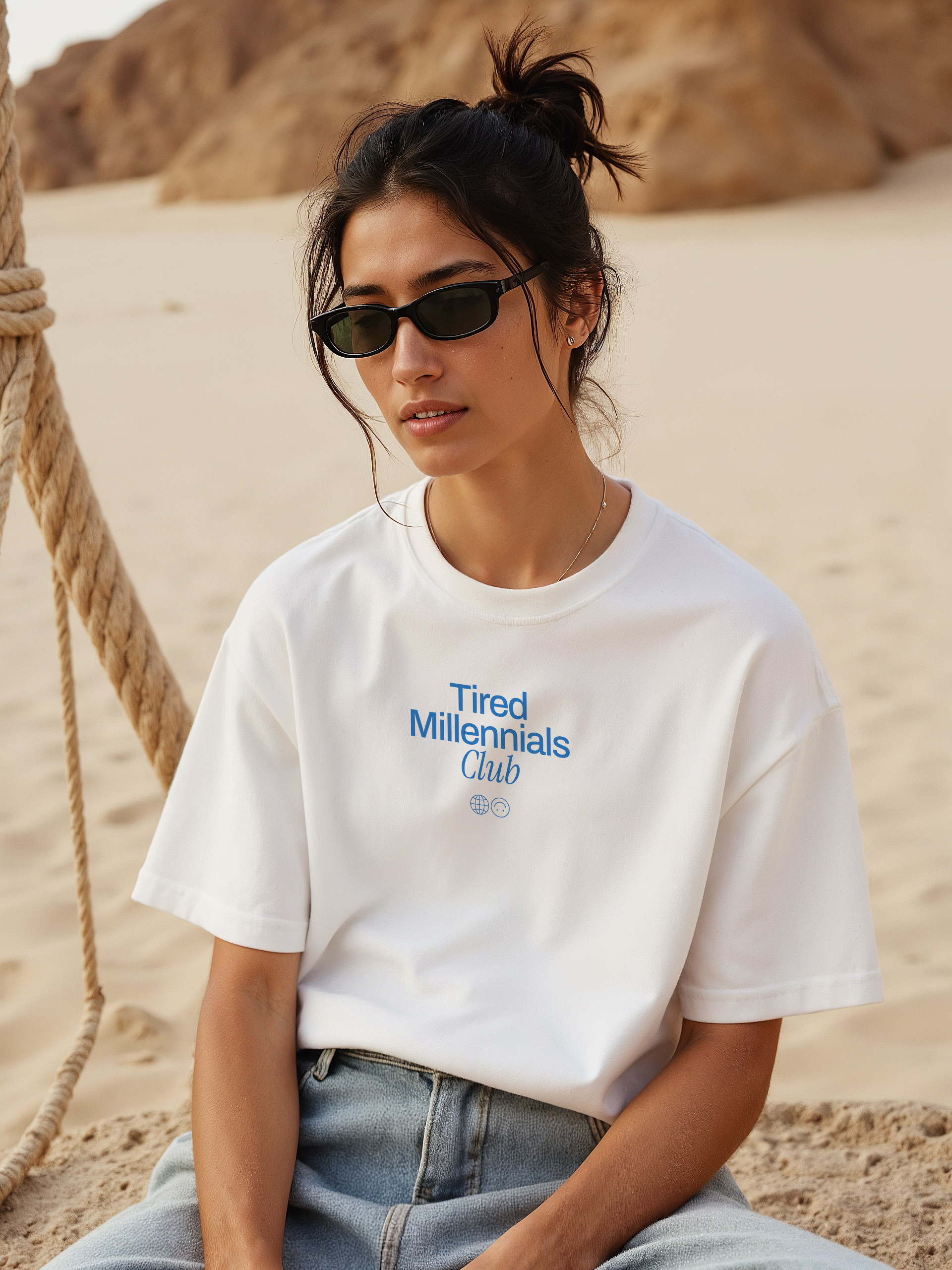 Tired Millennials Club | Unisex T-shirt | Front &amp; back print product thumbnail image