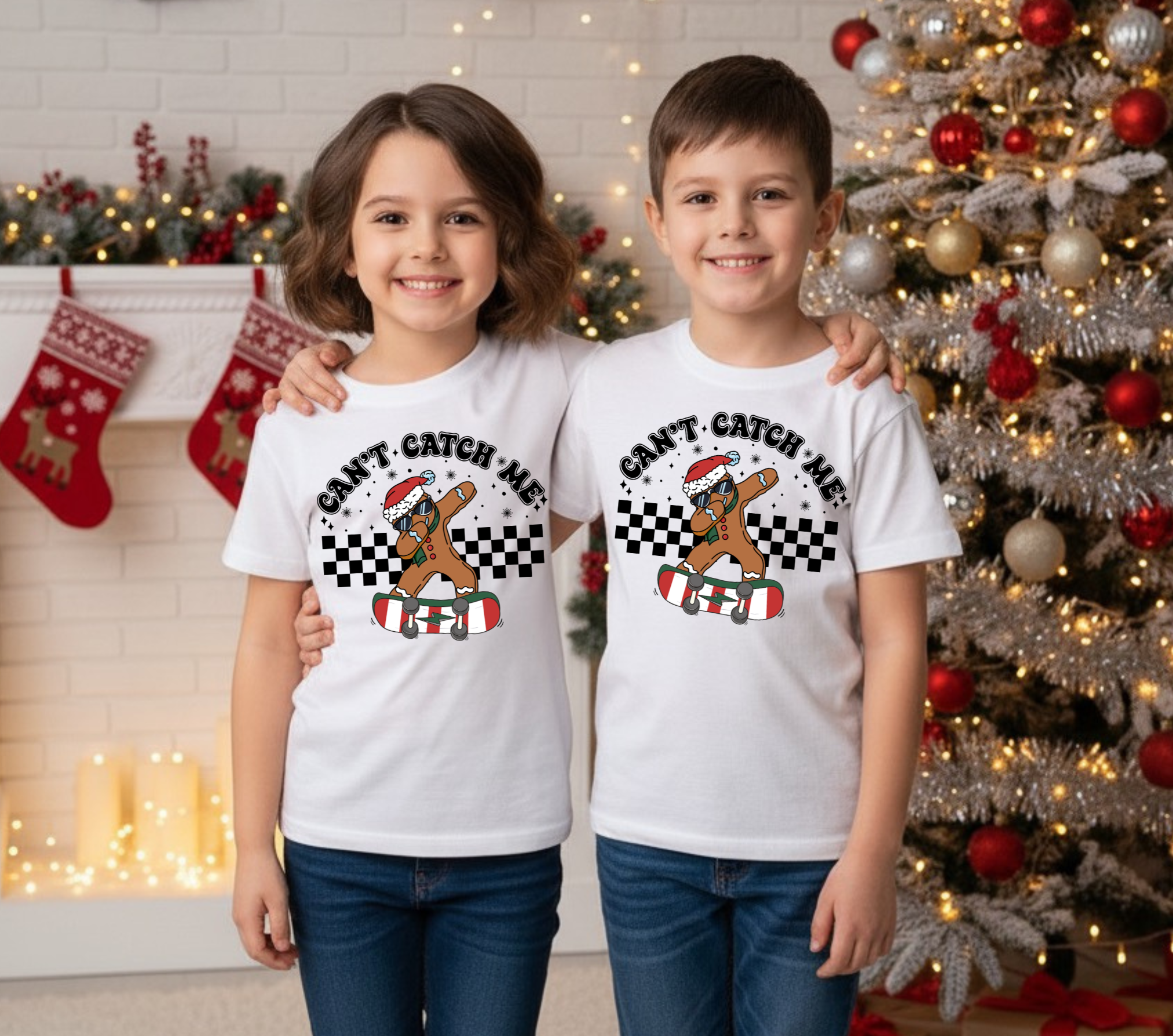 Kids Tee — 'Can't Catch Me' Skateboarding Gingerbread Graphic product thumbnail image