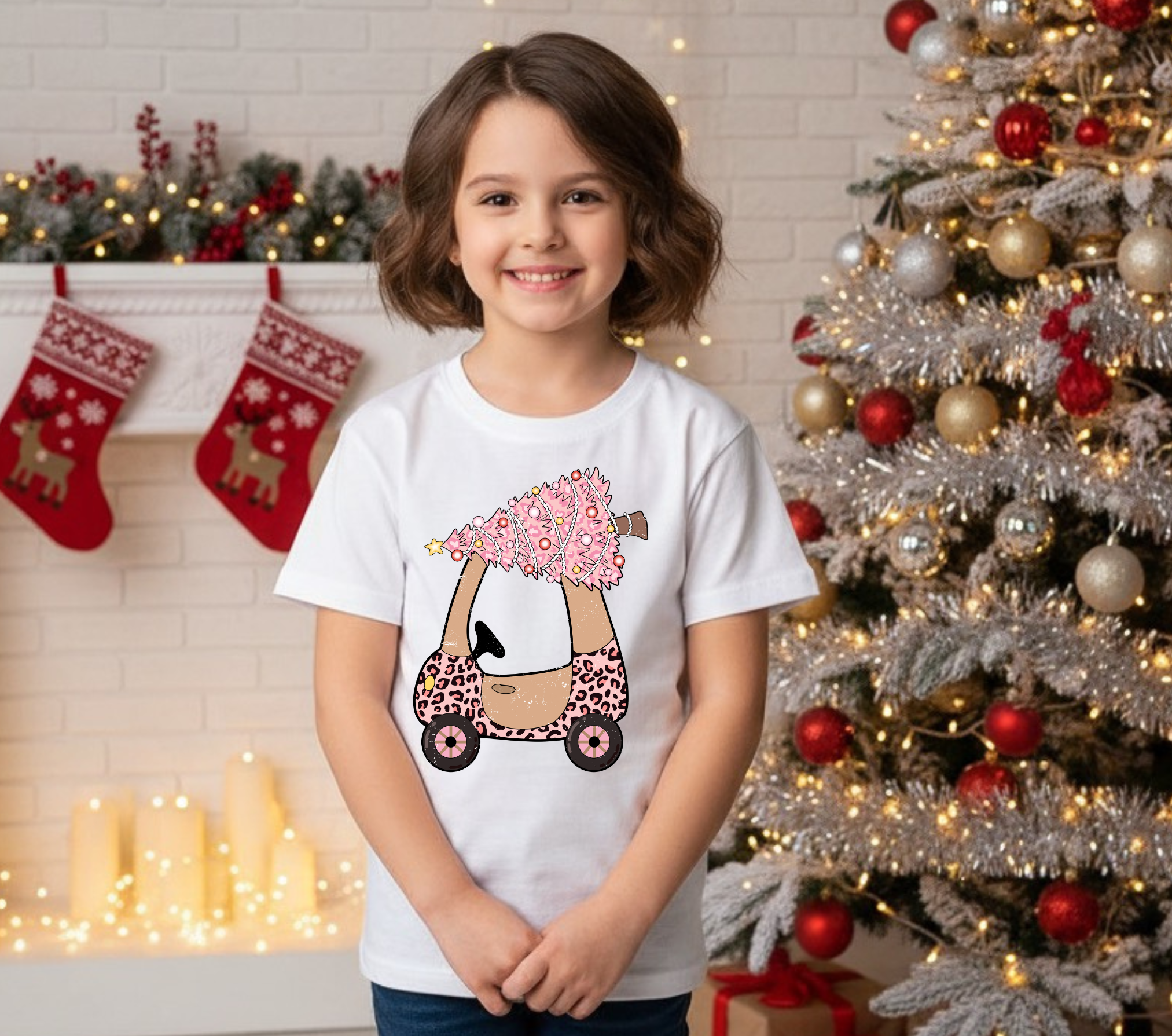 Kids Tee — Floral Leopard Scooter Graphic Shirt product thumbnail image Kids Tee — Floral Leopard Scooter Graphic Shirt product thumbnail image