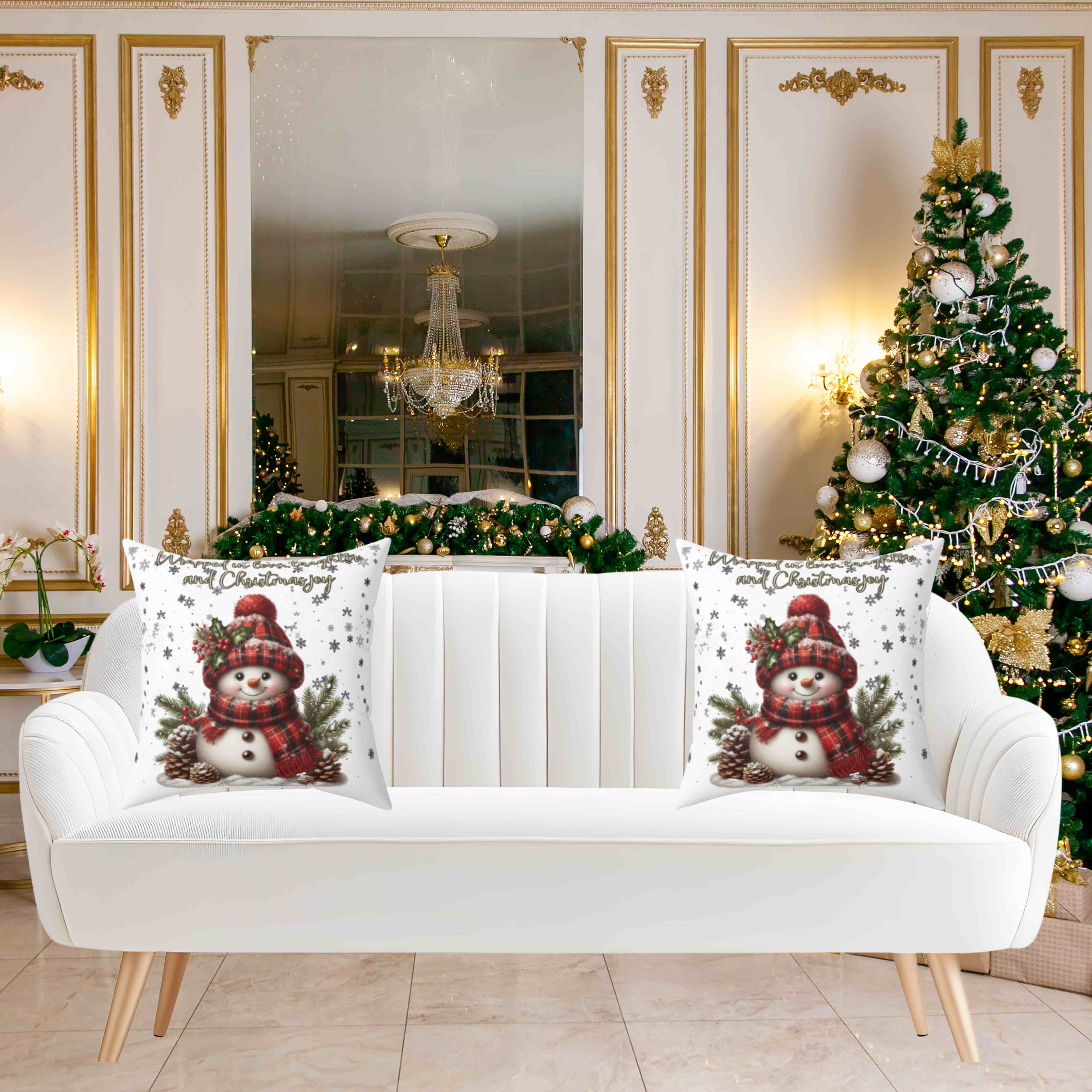 Christmas Snowman Holiday Pillow — "Merry Christmas" Festive Holiday Decor product thumbnail image Christmas Snowman Holiday Pillow — "Merry Christmas" Festive Holiday Decor product thumbnail image