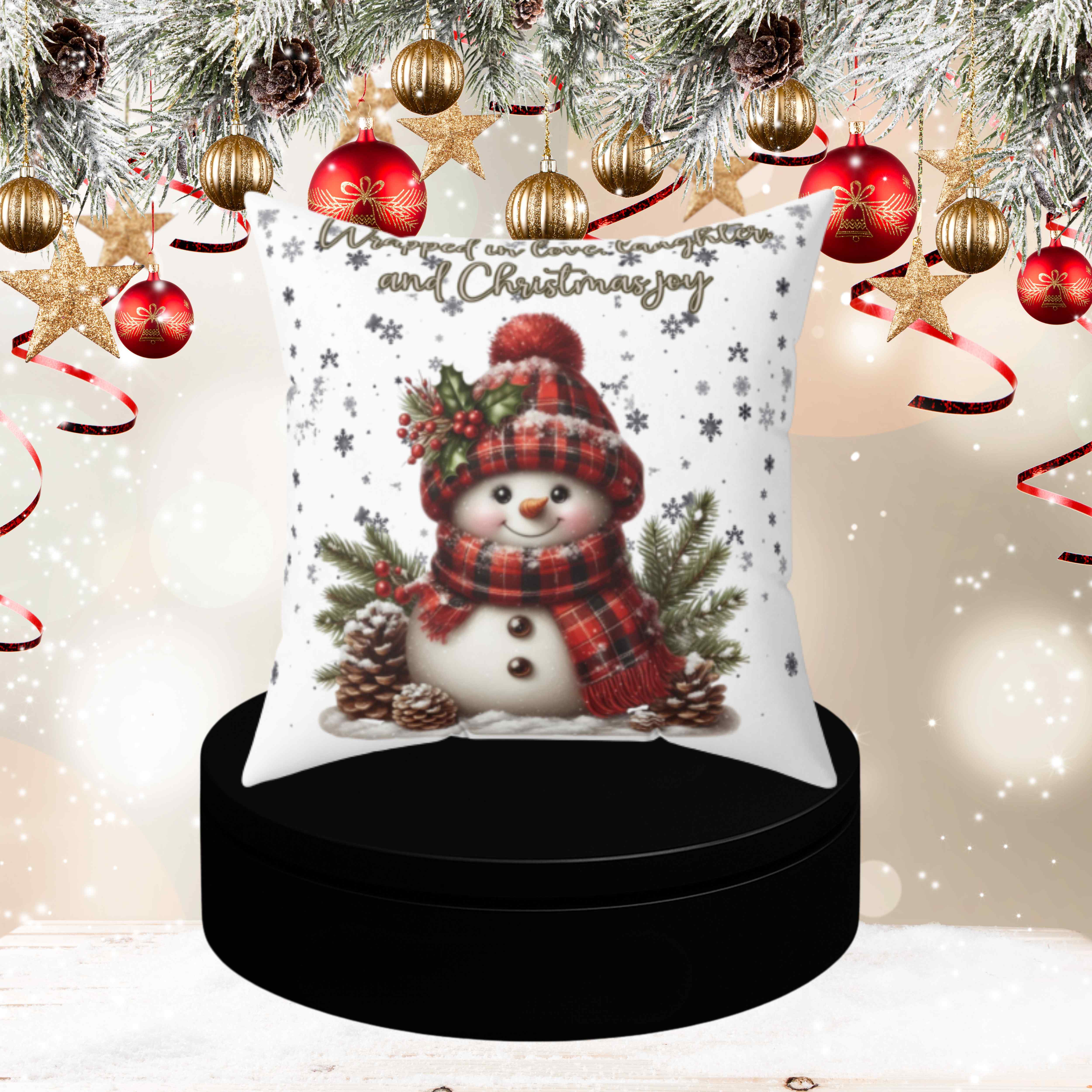 Christmas Snowman Holiday Pillow — "Merry Christmas" Festive Holiday Decor product thumbnail image Christmas Snowman Holiday Pillow — "Merry Christmas" Festive Holiday Decor product thumbnail image
