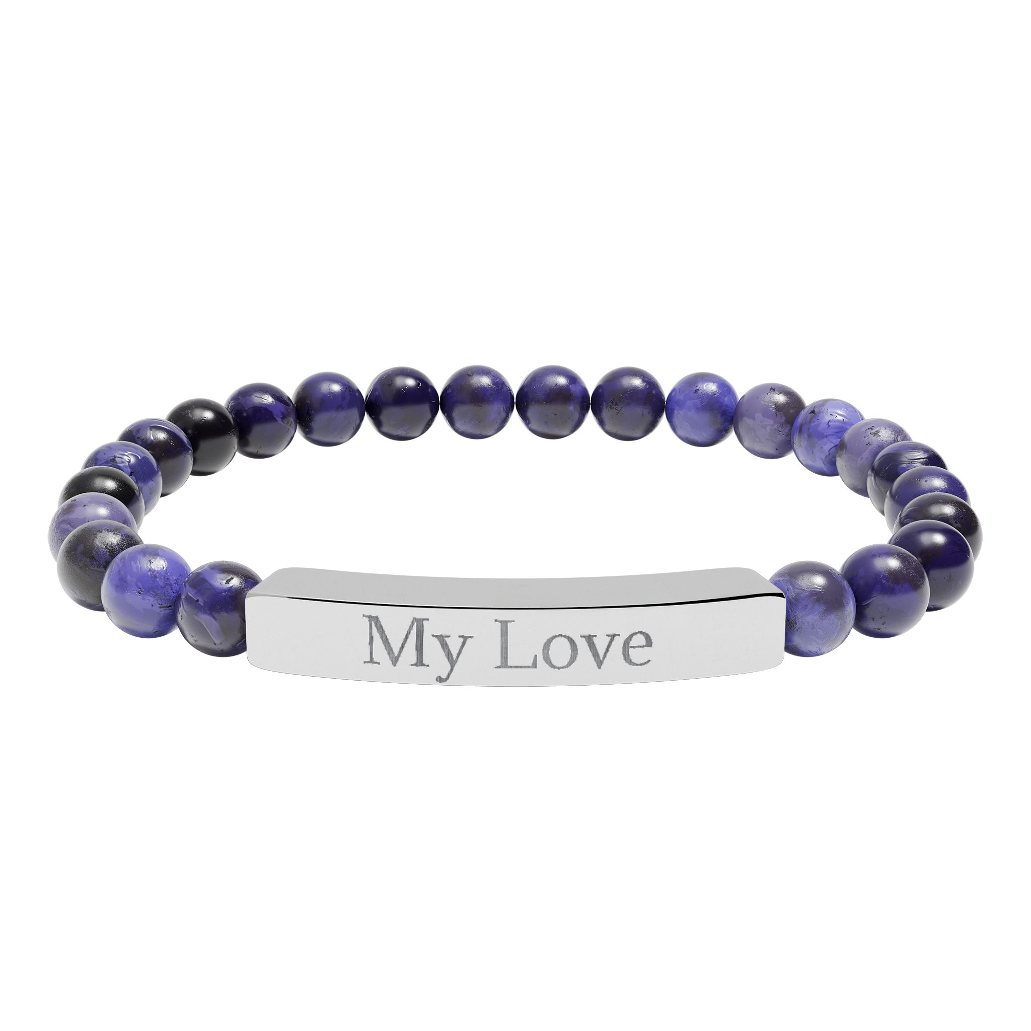 Personalized Engraved Gemstone Bar Stretch Bracelet  product thumbnail image