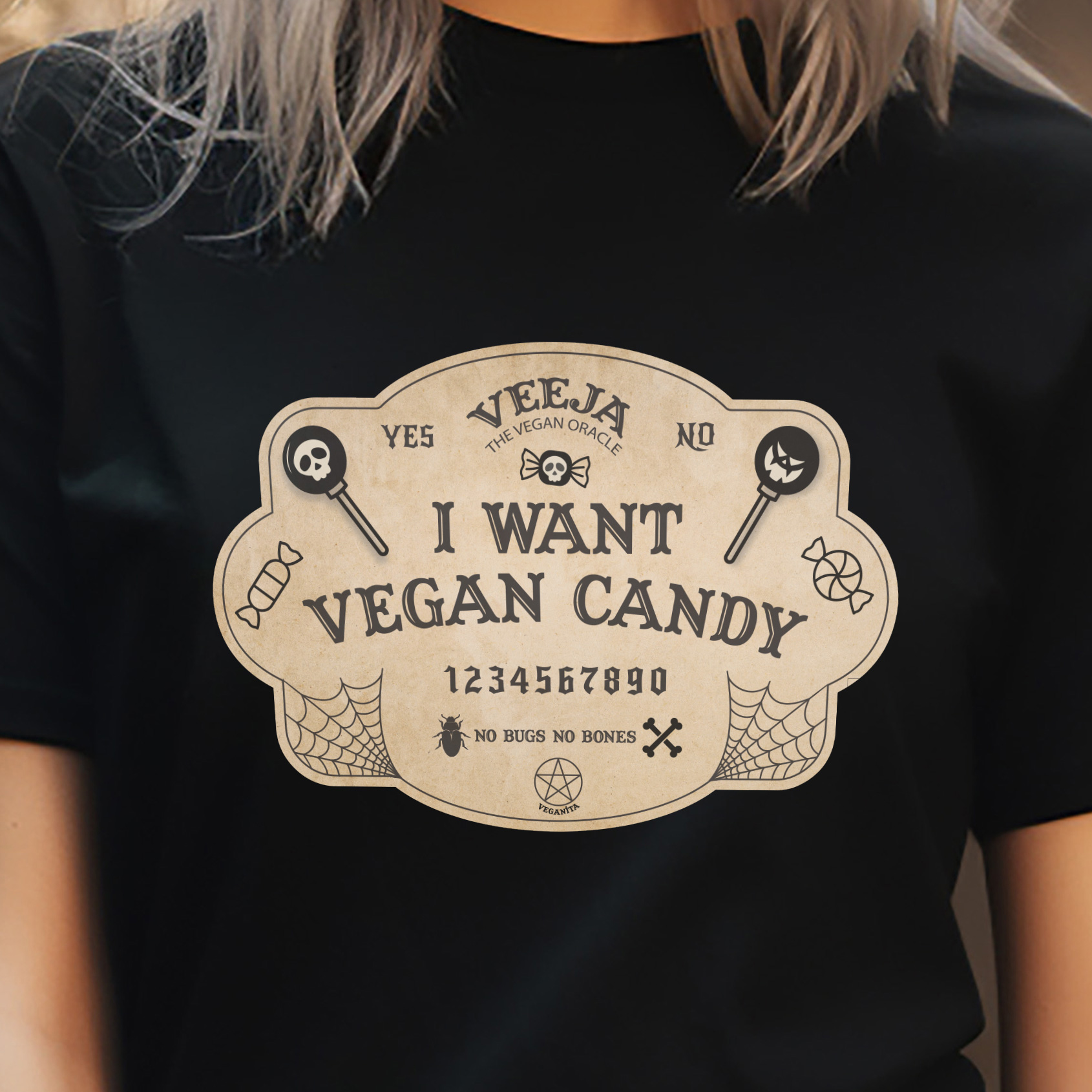 Vegan Ouija Board  Tee - I Want Vegan Candy Graphic