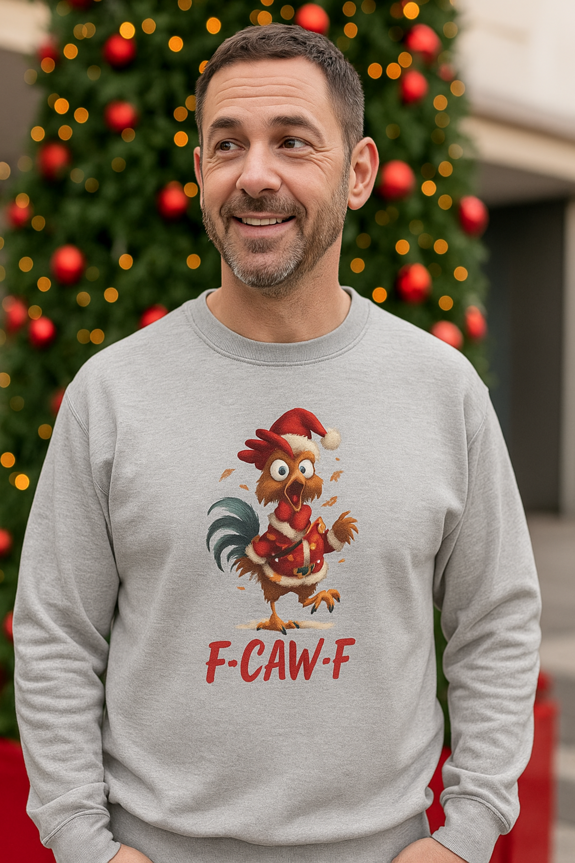 Funny F-Caw-F Christmas Rooster Sweatshirt - Unisex product thumbnail image Funny F-Caw-F Christmas Rooster Sweatshirt - Unisex product thumbnail image
