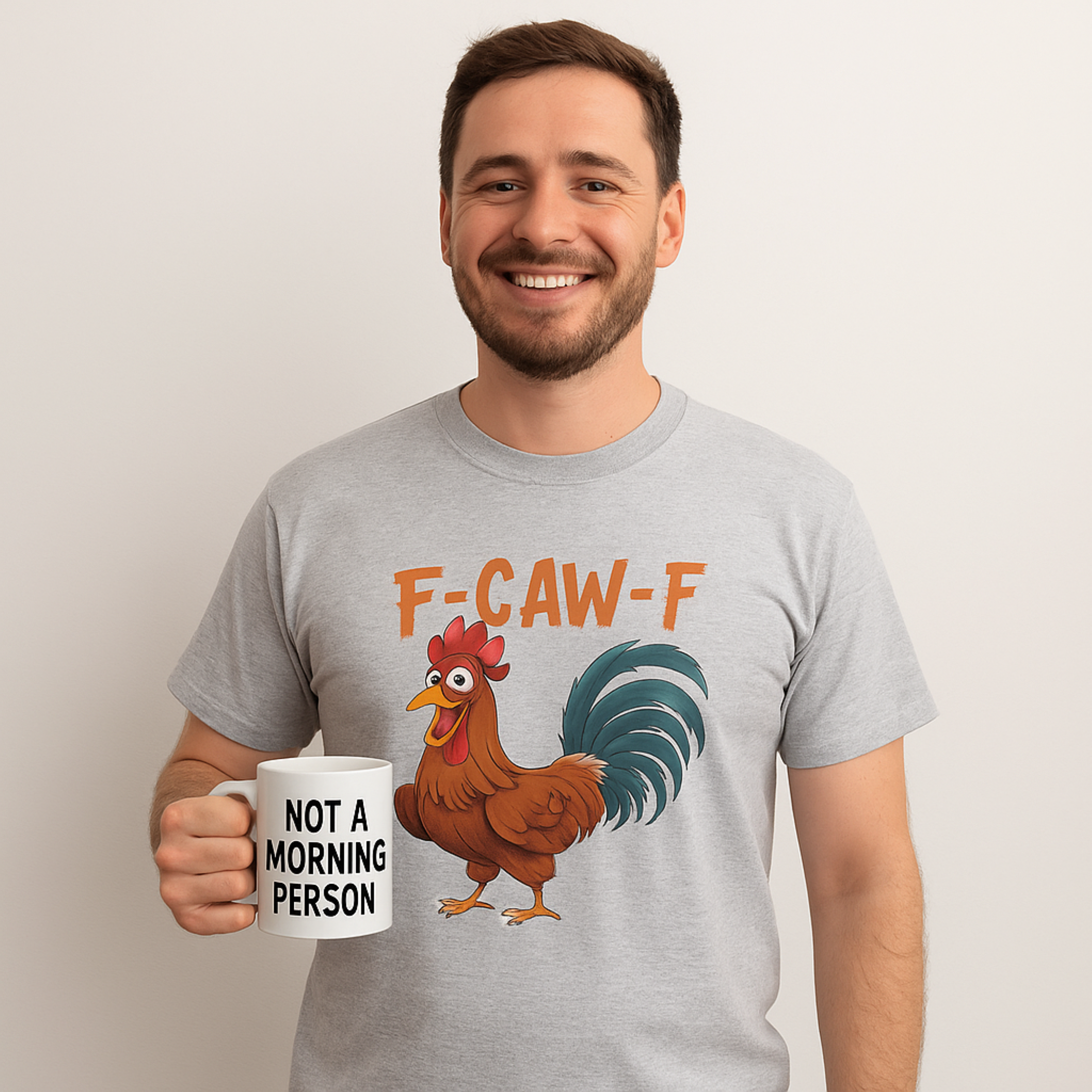 Funny F-Caw-F Rooster Morning Unisex Heavy Cotton Tee Funny F-Caw-F Rooster Morning Unisex Heavy Cotton Tee