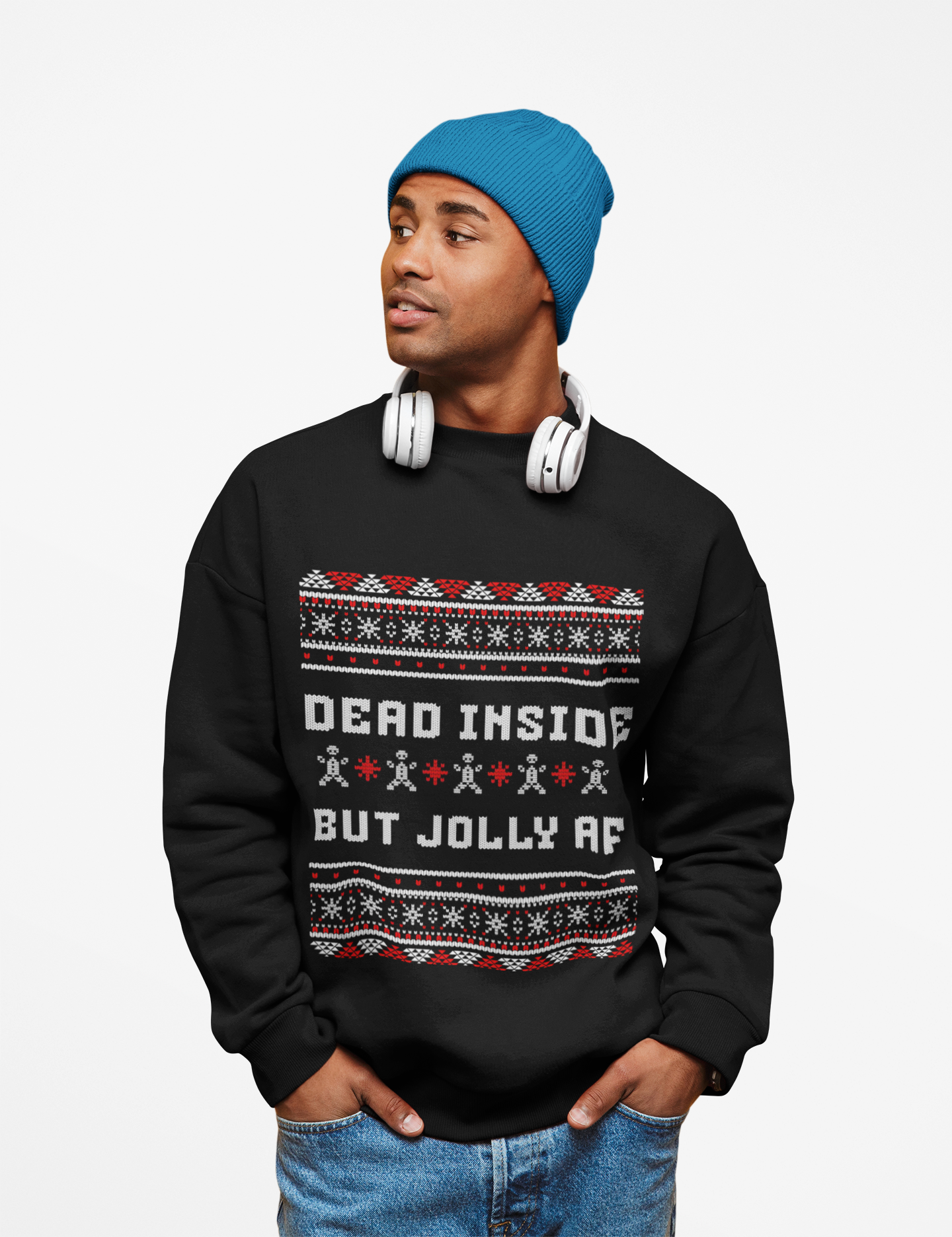"Dead Inside, But Jolly AF" Crewneck I Funny Ugly Christmas Sweater product thumbnail image