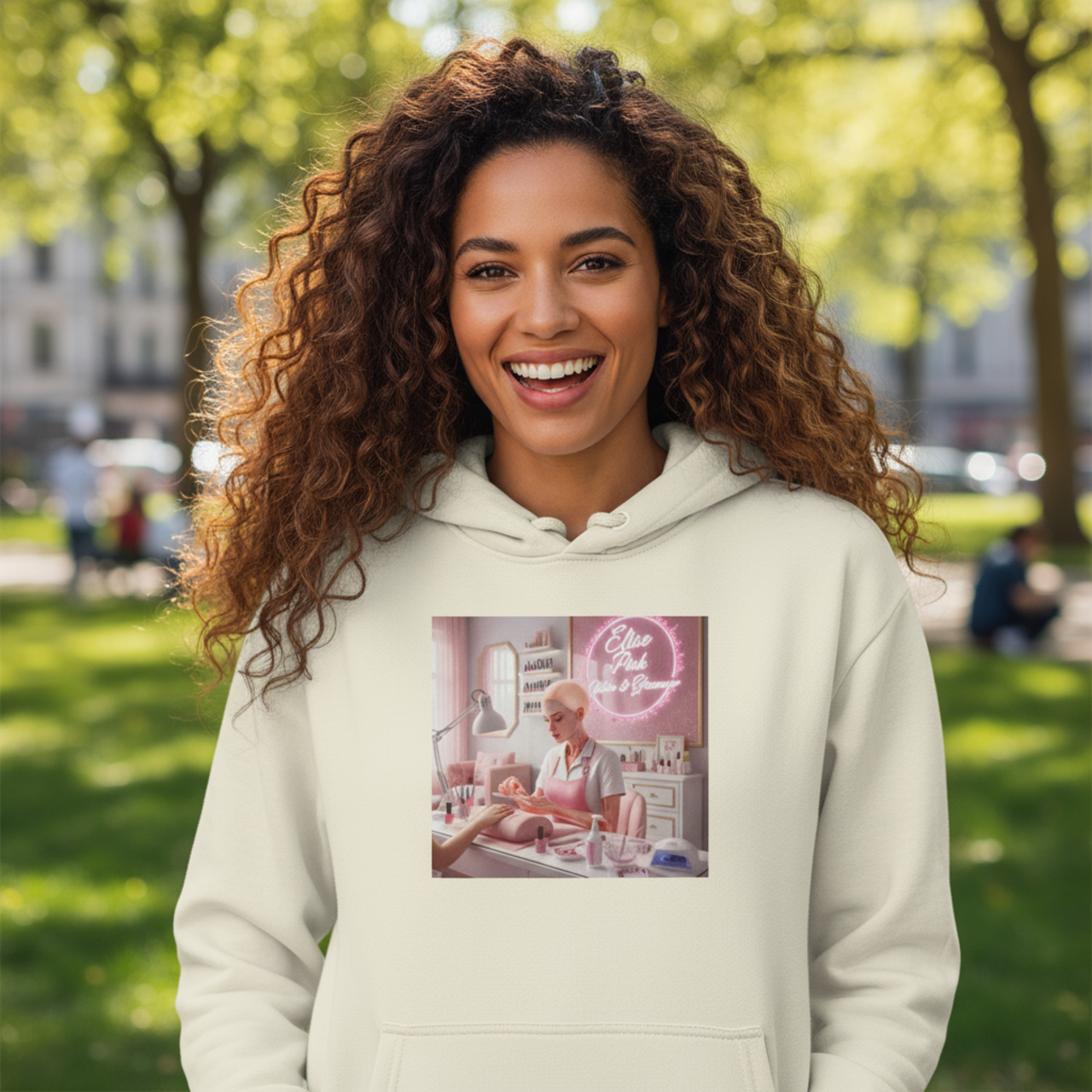 Elise Pink Glamour Peach Nail Salon Pullover Hoodie  product thumbnail image