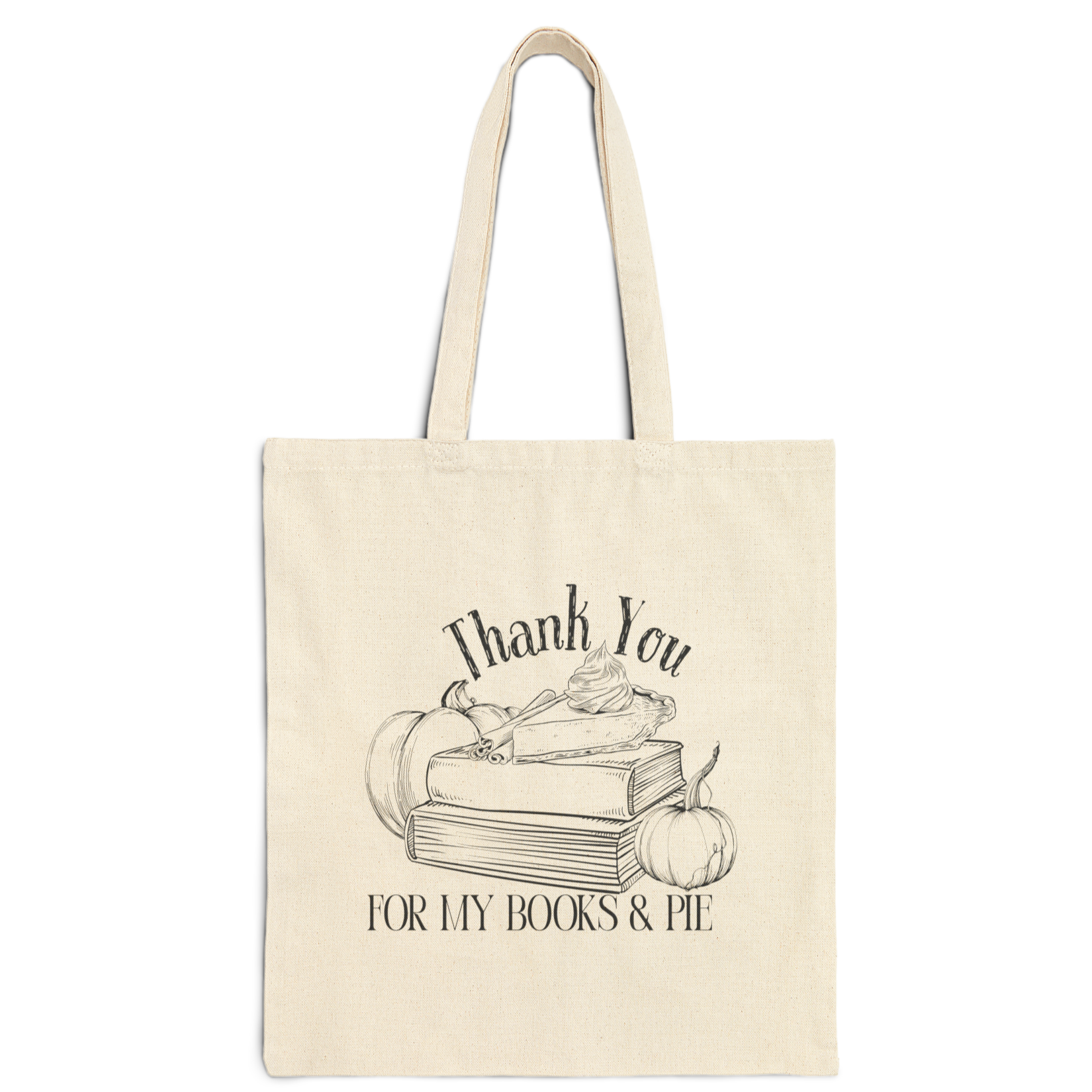 Thank You for My Books &amp; Pie Cotton Canvas Tote Bag product thumbnail image
