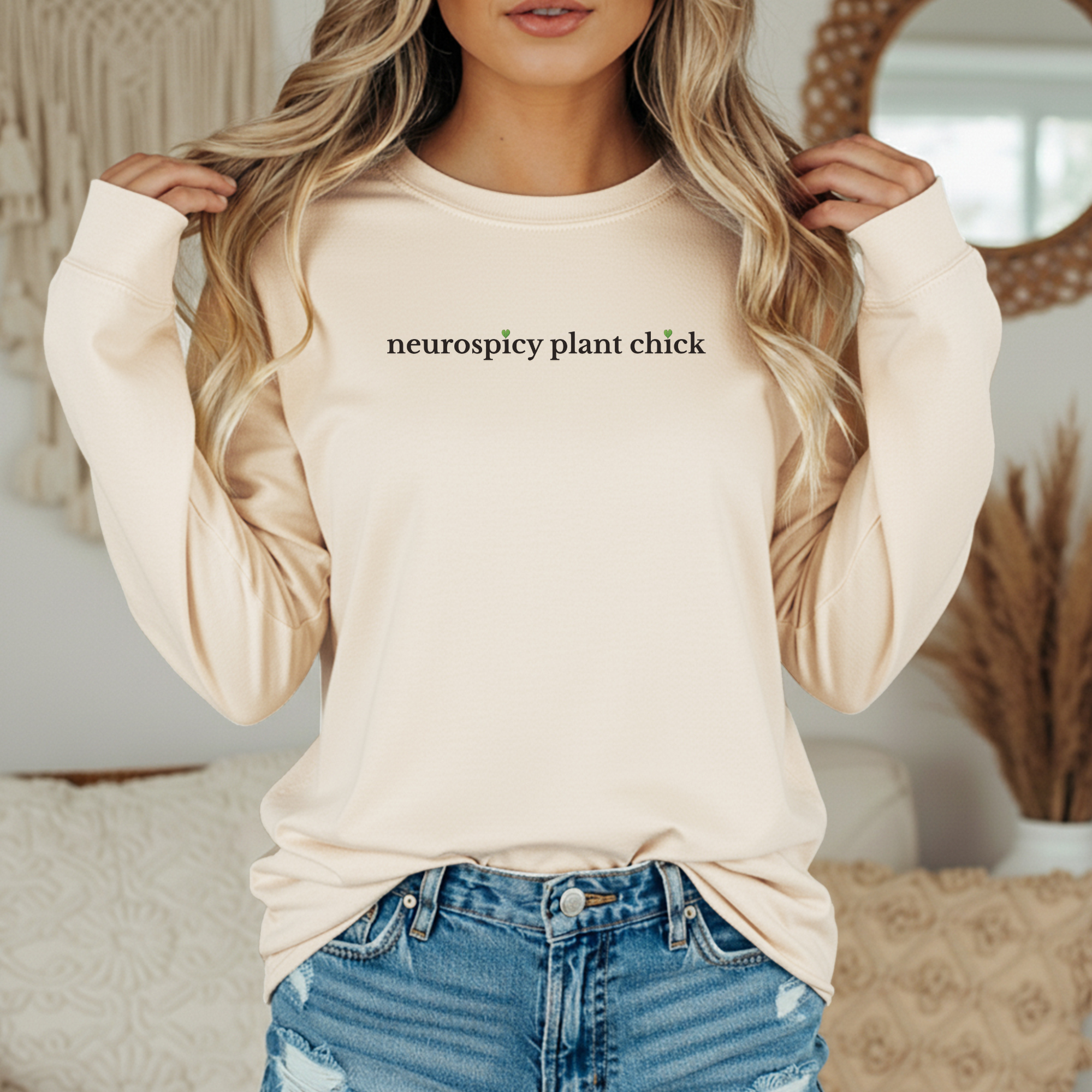Neurospicy Plant Chick Long Sleeve Tee | Cozy Shirt for Plant Lovers product thumbnail image