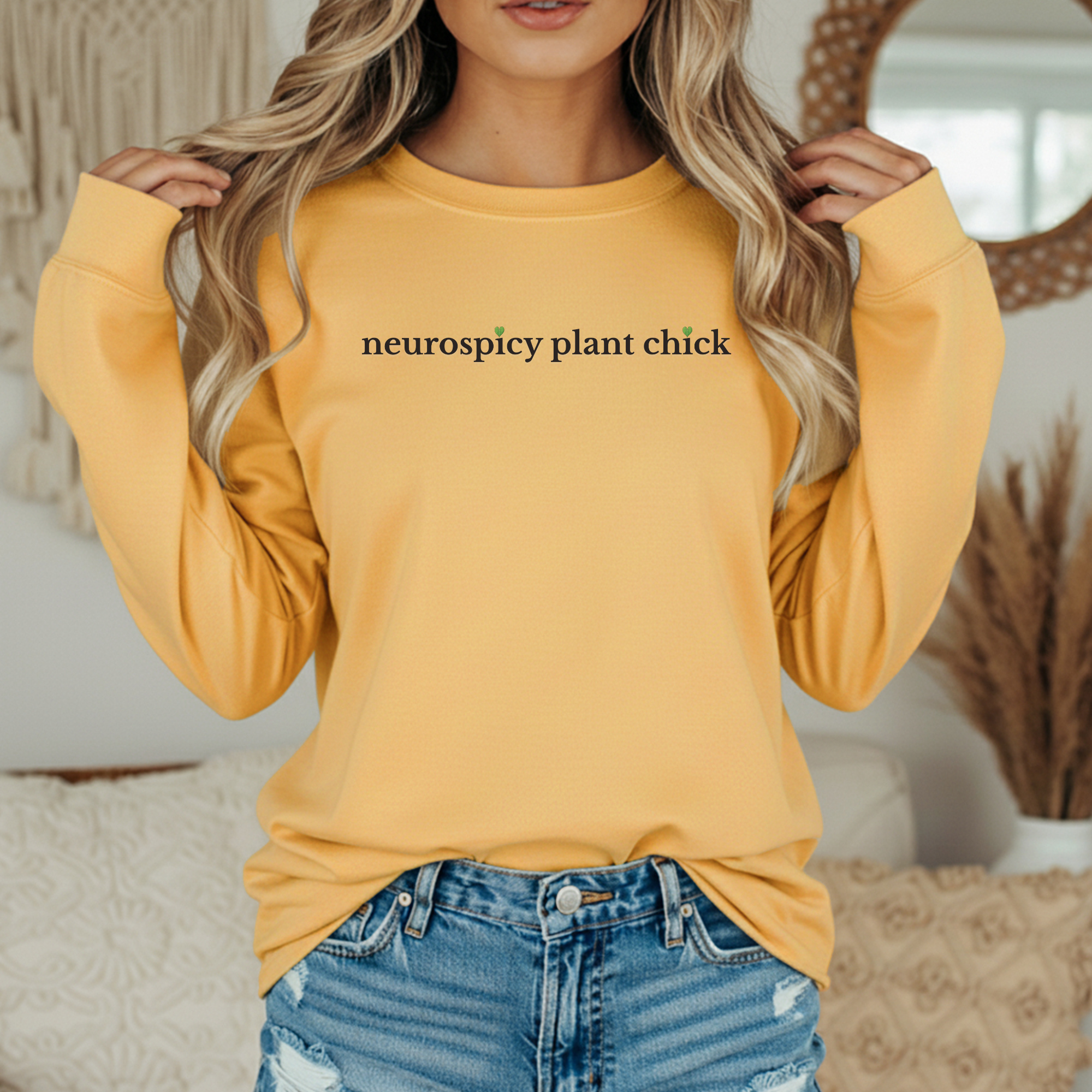 Neurospicy Plant Chick Long Sleeve Tee | Cozy Shirt for Plant Lovers product thumbnail image