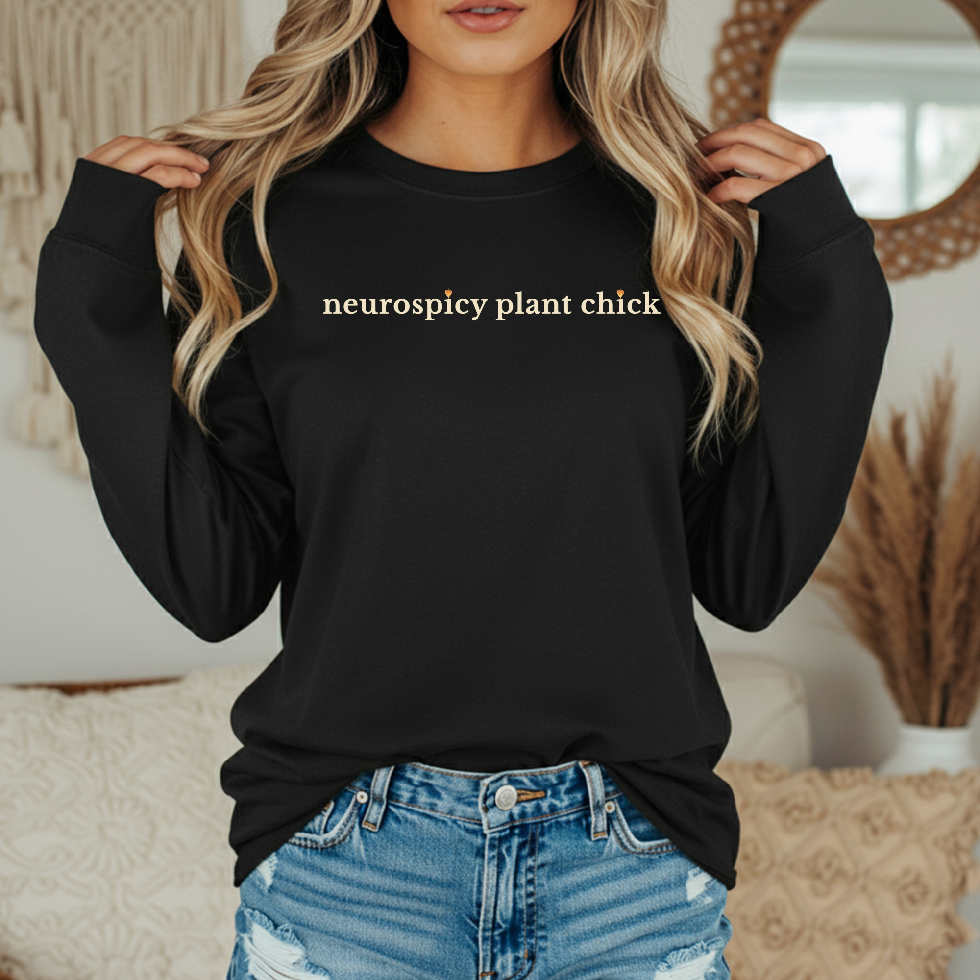 Neurospicy Plant Chick Long Sleeve Tee | Cozy Shirt for Plant Lovers product thumbnail image