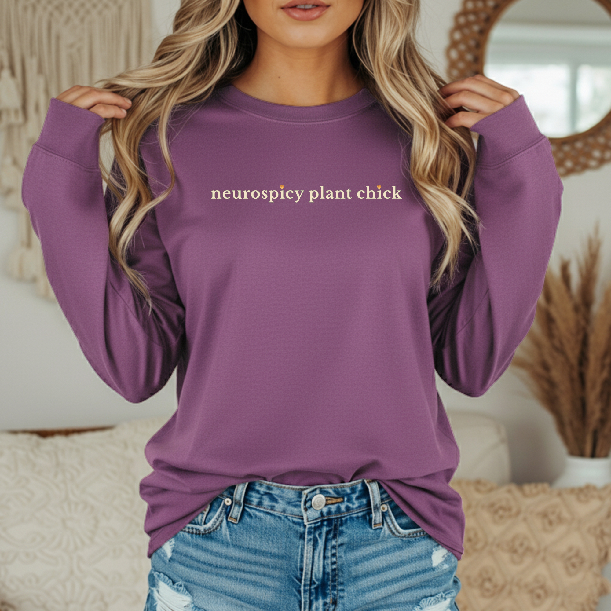 Neurospicy Plant Chick Long Sleeve Tee | Cozy Shirt for Plant Lovers product thumbnail image Neurospicy Plant Chick Long Sleeve Tee | Cozy Shirt for Plant Lovers product thumbnail image