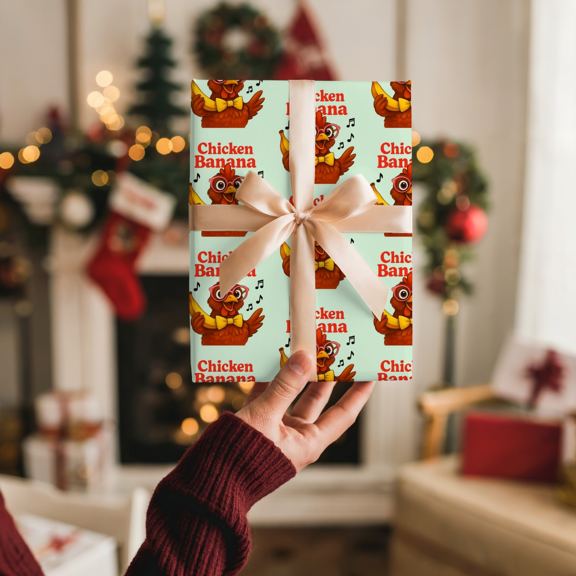 Chicken Bandana Wrapping Paper – Cute Rooster Pattern Gift Wrap for Farm Lovers, Country Kitchen, Thanksgiving &amp; Birthday product thumbnail image