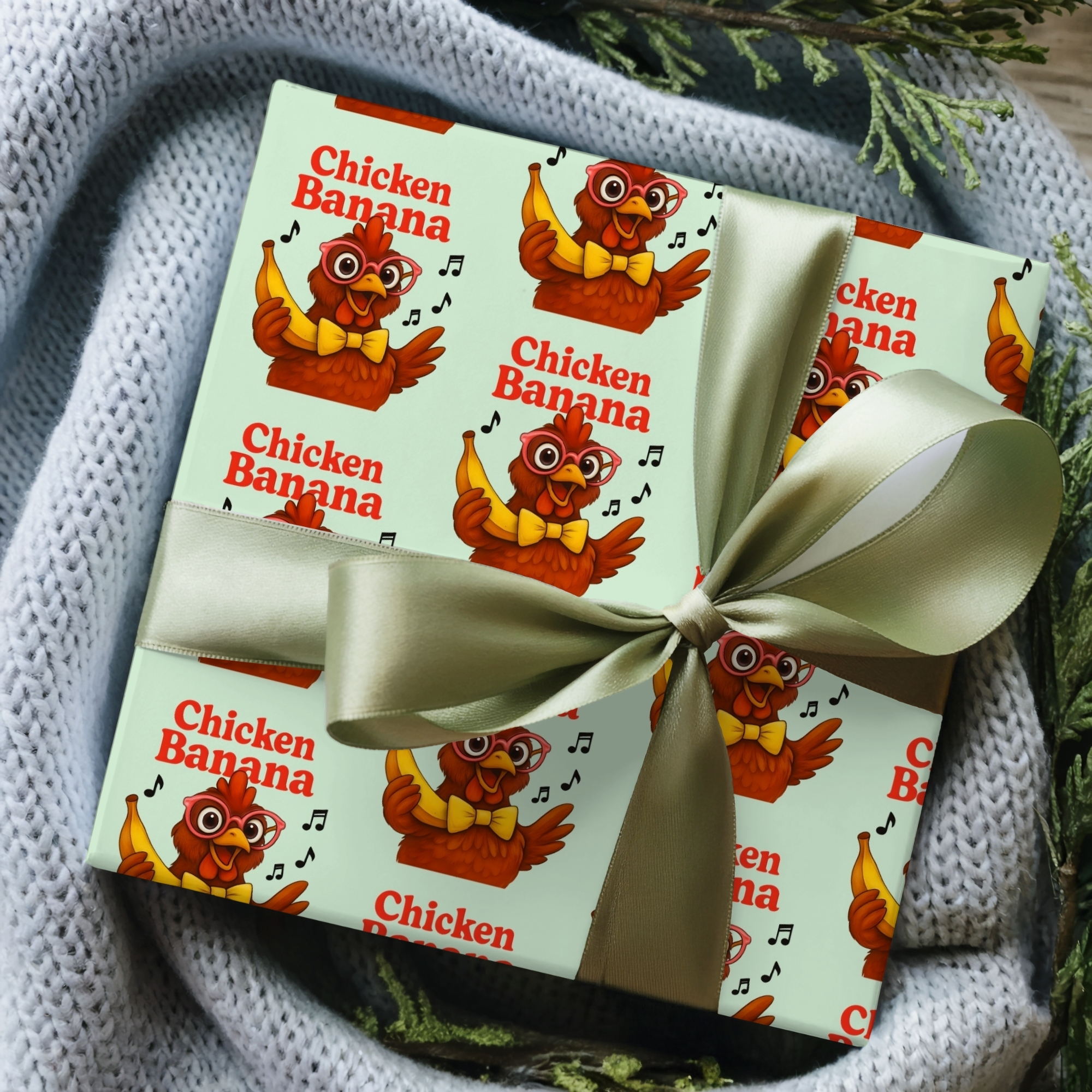 Chicken Bandana Wrapping Paper – Cute Rooster Pattern Gift Wrap for Farm Lovers, Country Kitchen, Thanksgiving &amp; Birthday product thumbnail image