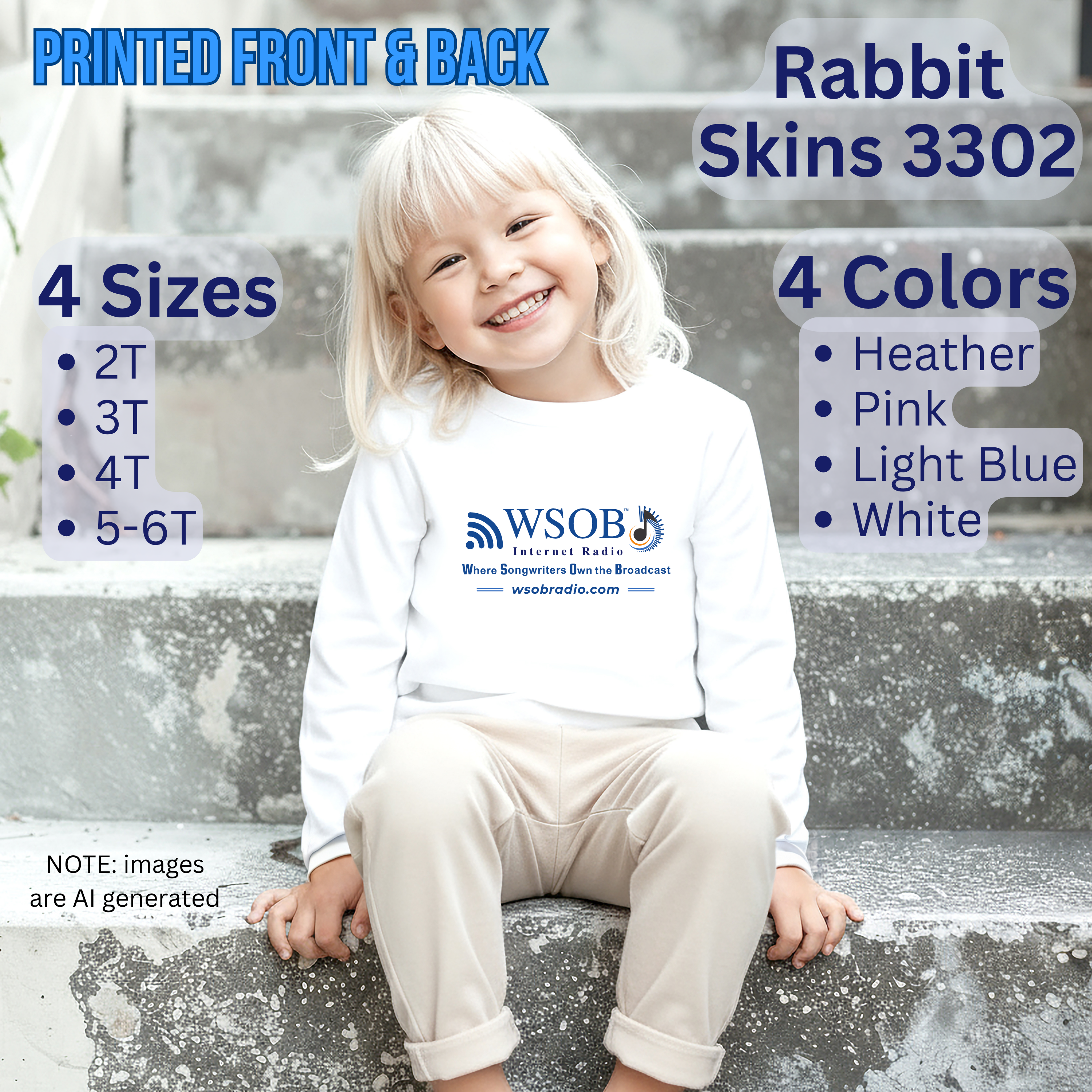 Printed (2 area) Toddler Long Sleeve Tee product thumbnail image