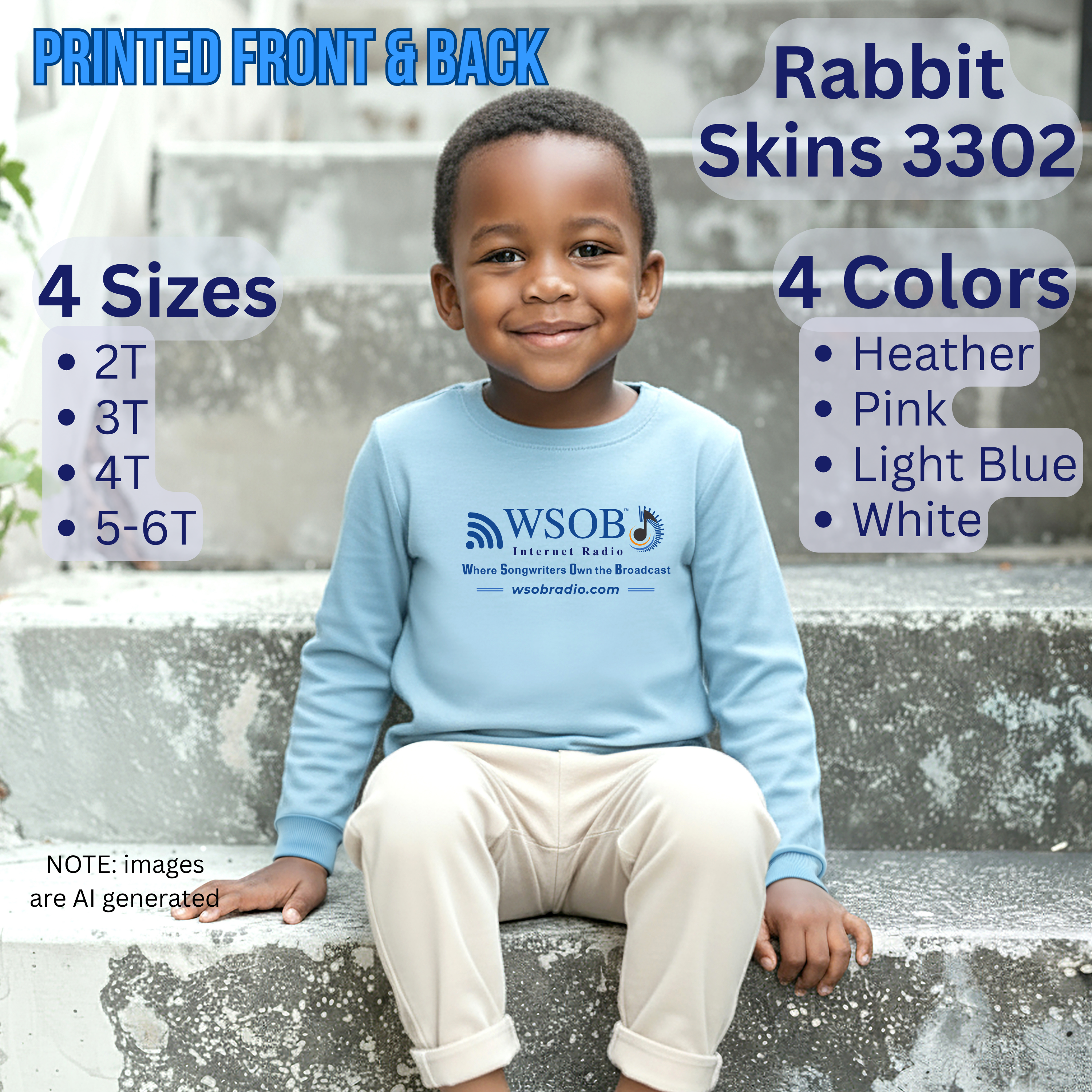 Printed (2 area) Toddler Long Sleeve Tee product thumbnail image