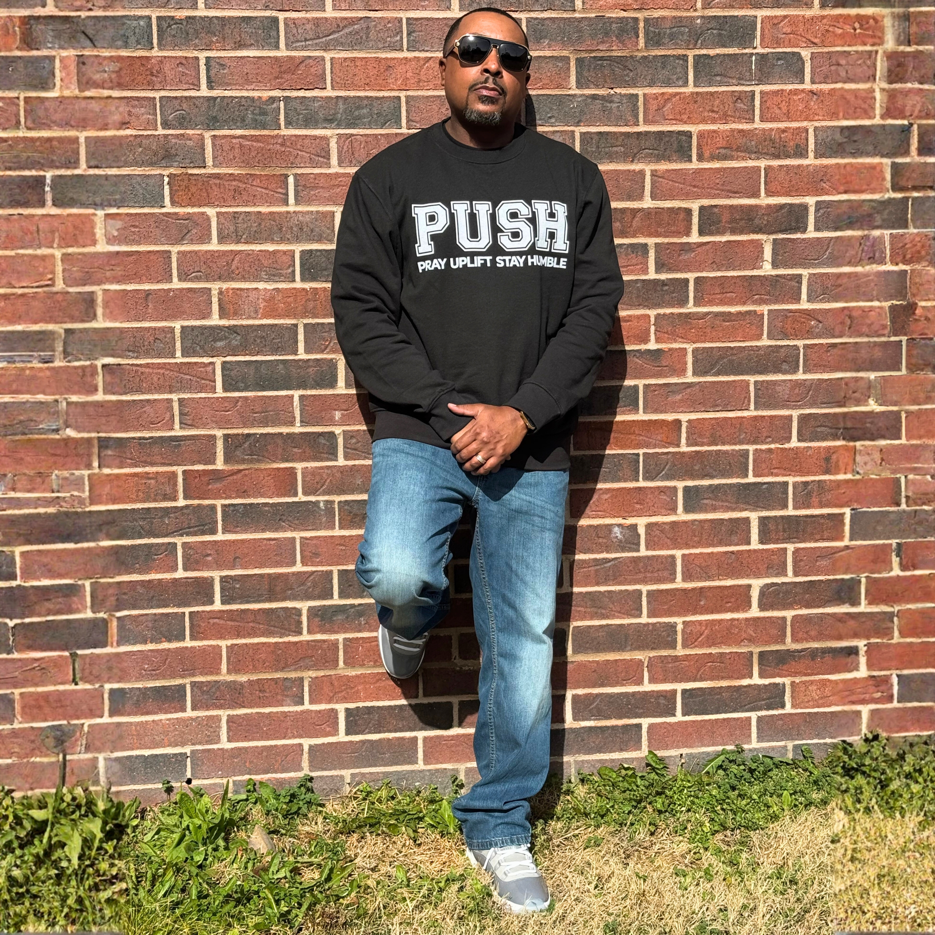 Unisex "PUSH" Steel Gray/White/Black Sweatshirt product thumbnail image