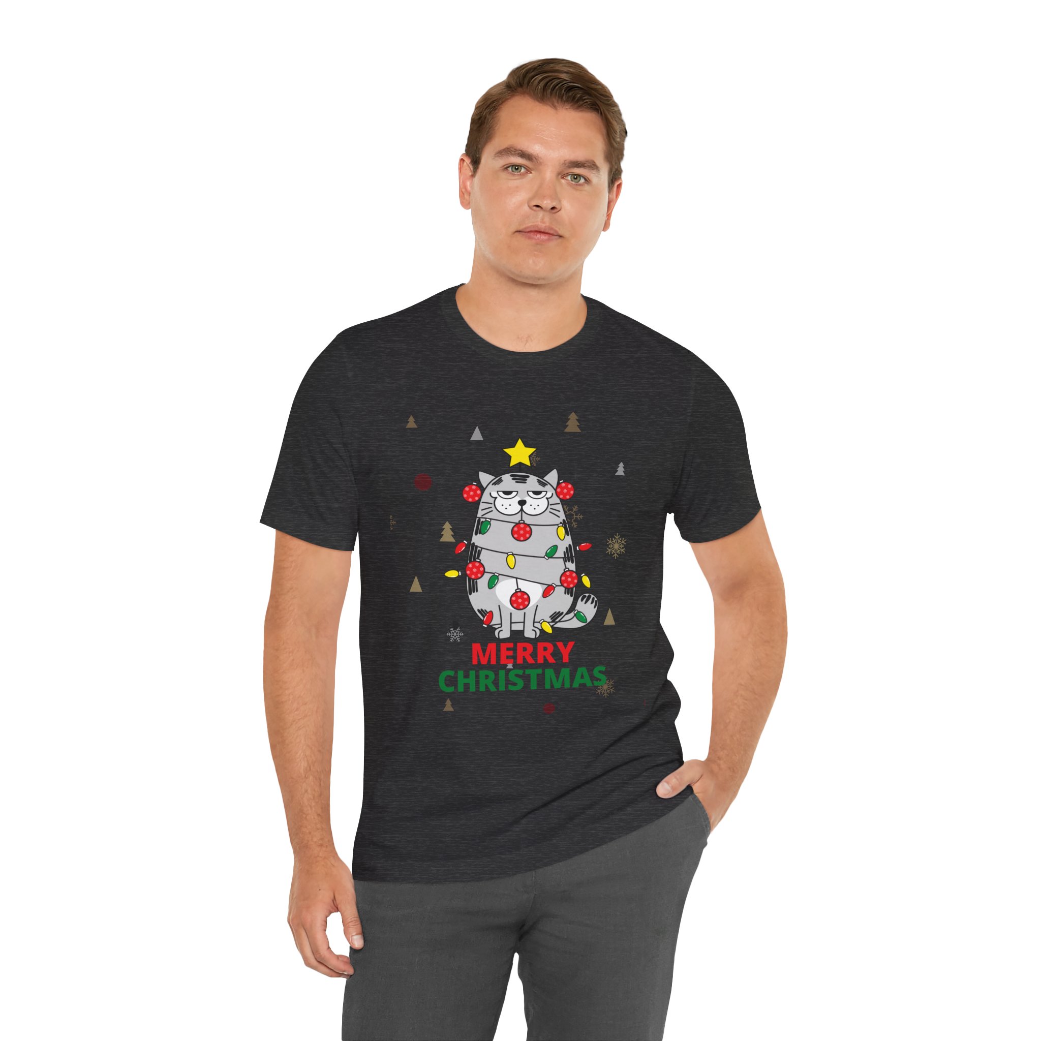 Funny Cat Merry Christmas Tee – “Grumpy Catmas Tree” product thumbnail image