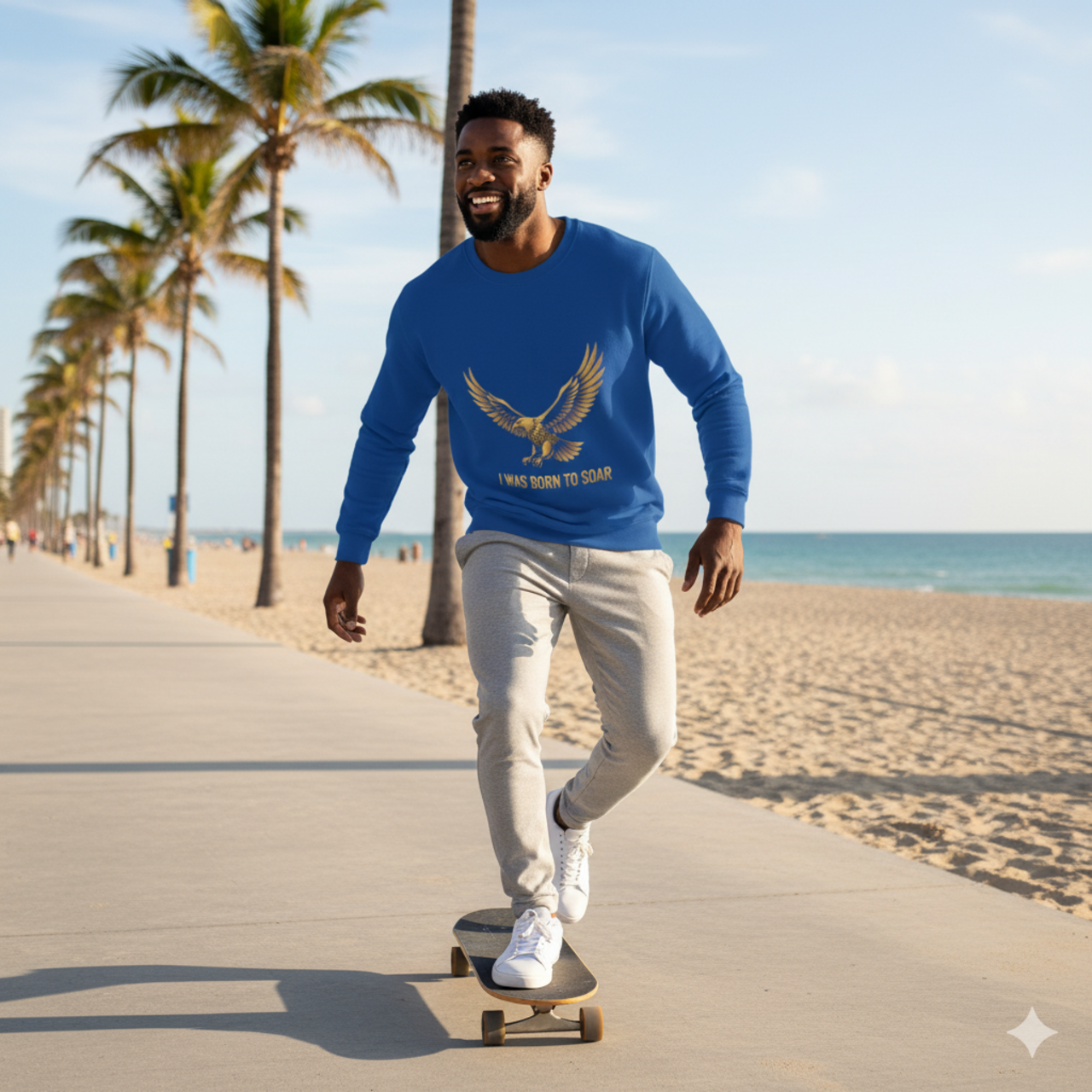 Crewneck Sweatshirt - "I Was Born to Soar" Gold Eagle Graphic product thumbnail image