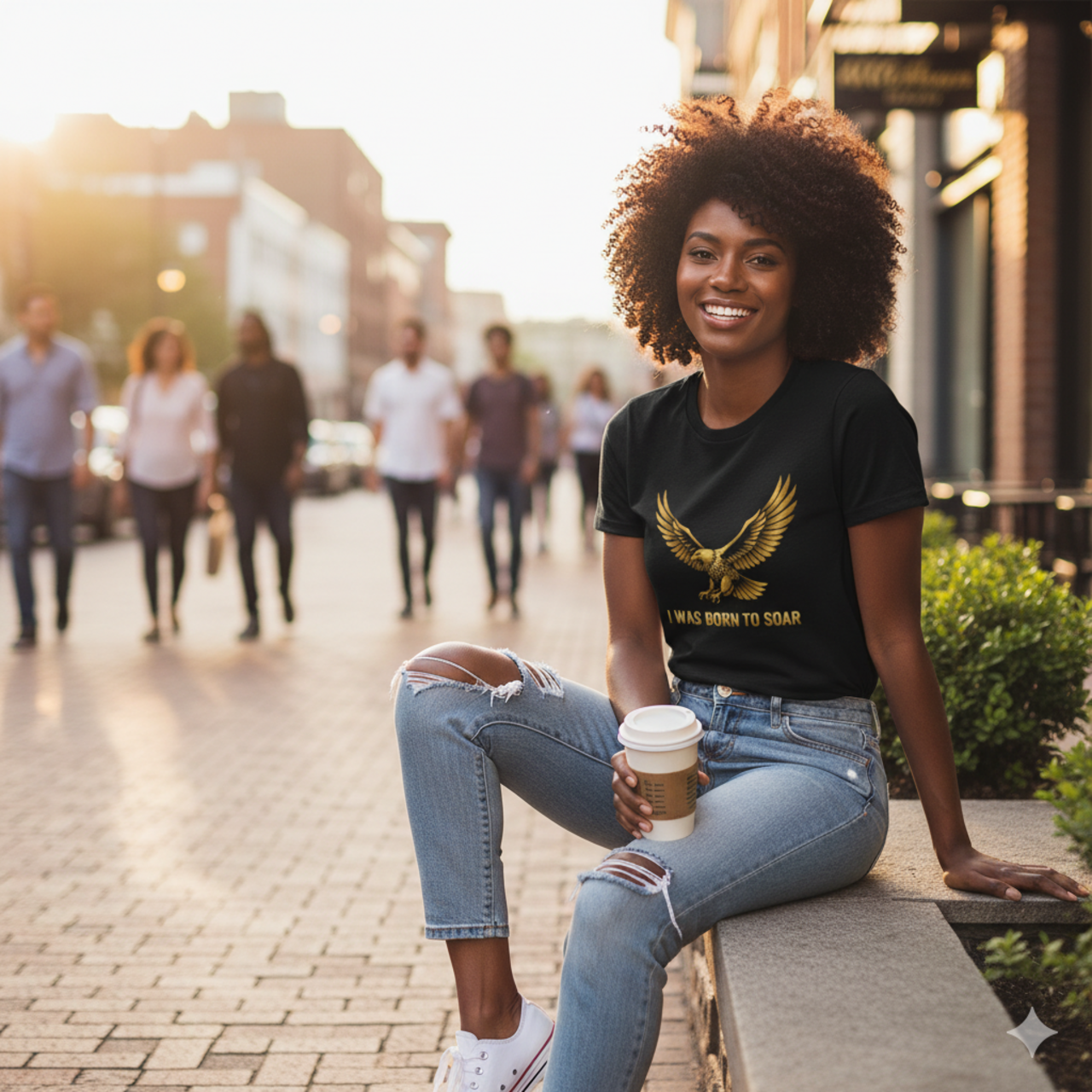 Eagle Graphic Tee — "I Was Born to Soar" Motivational T-Shirt product thumbnail image