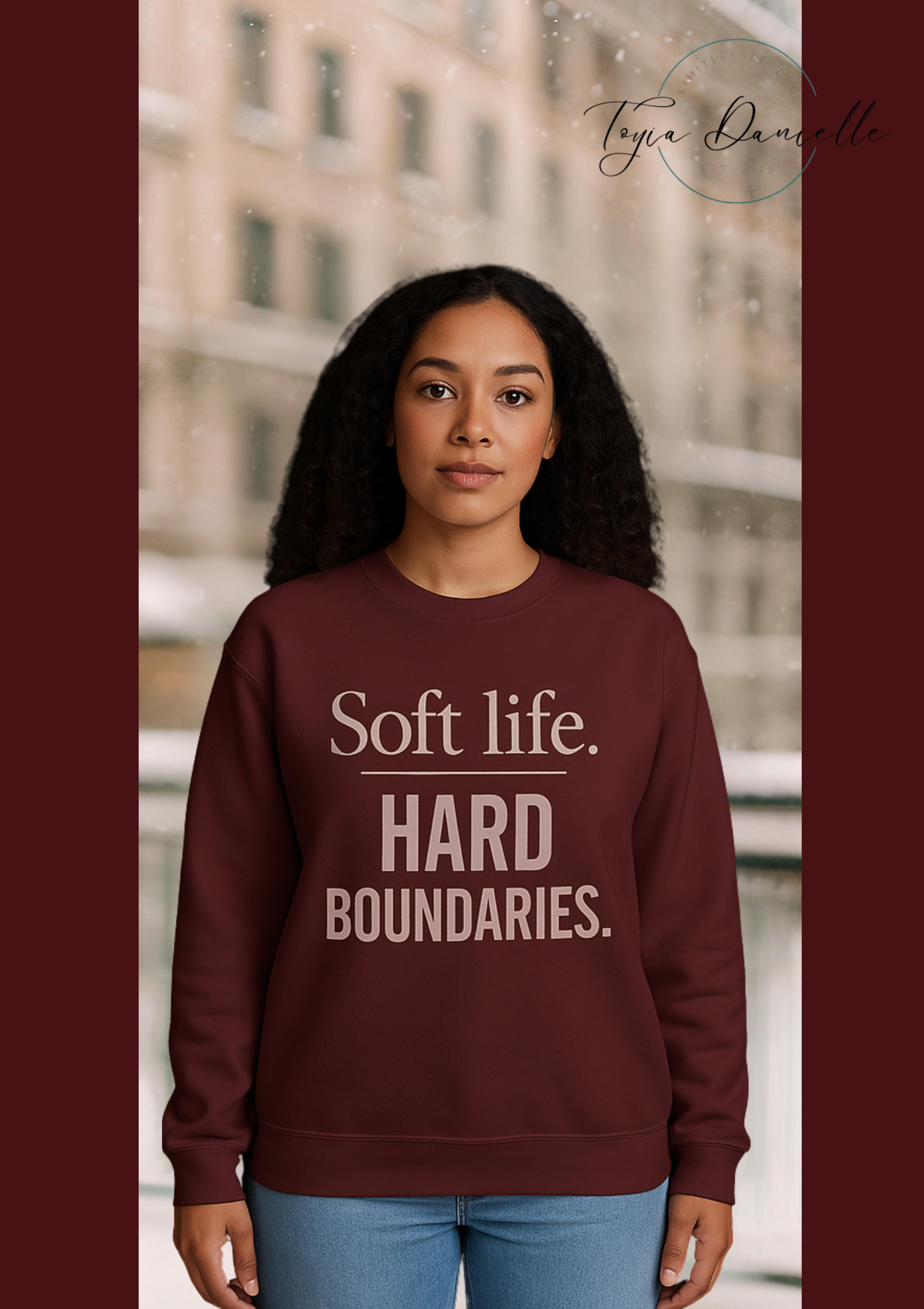 Soft Life, Hard Boundaries Crewneck Sweatshirt-Grace &amp; Growth Signature Line