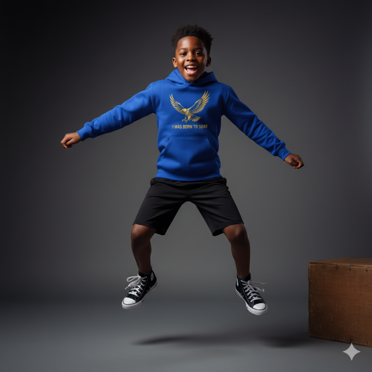 Kids Hoodie — Golden Eagle "I Was Born to Soar" Inspirational Pullover product thumbnail image Kids Hoodie — Golden Eagle "I Was Born to Soar" Inspirational Pullover product thumbnail image
