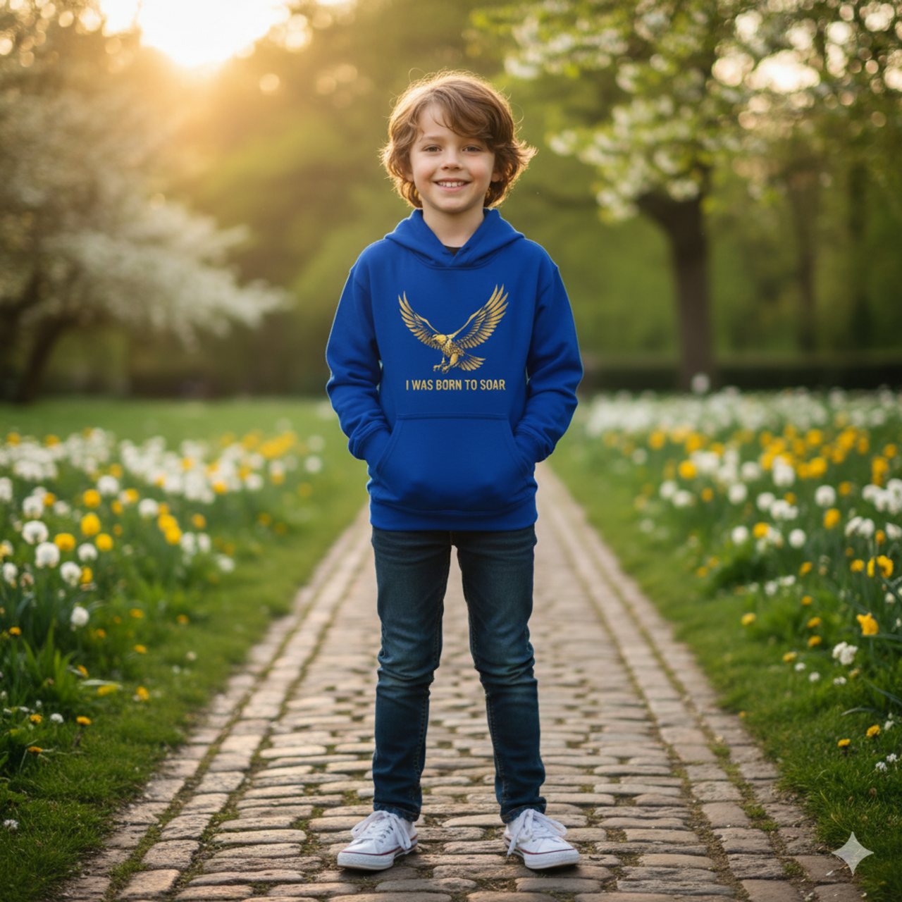 Kids Hoodie — Golden Eagle "I Was Born to Soar" Inspirational Pullover product thumbnail image Kids Hoodie — Golden Eagle "I Was Born to Soar" Inspirational Pullover product thumbnail image