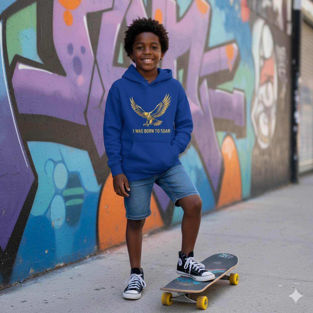 Kids Hoodie — Golden Eagle "I Was Born to Soar" Inspirational Pullover product thumbnail image Kids Hoodie — Golden Eagle "I Was Born to Soar" Inspirational Pullover product thumbnail image