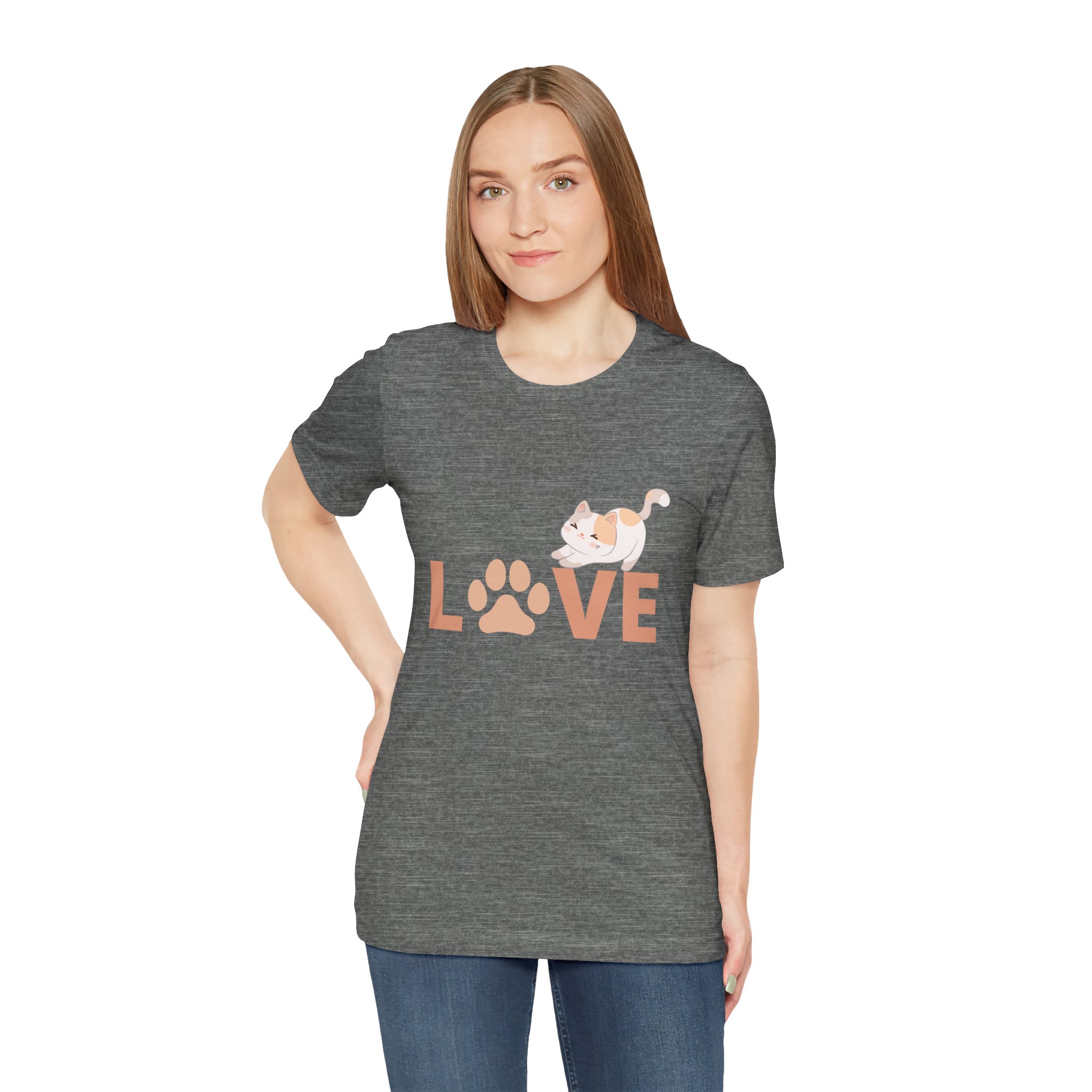 Cute Cat “Purrfect Love” Paw Print T-Shirt product thumbnail image