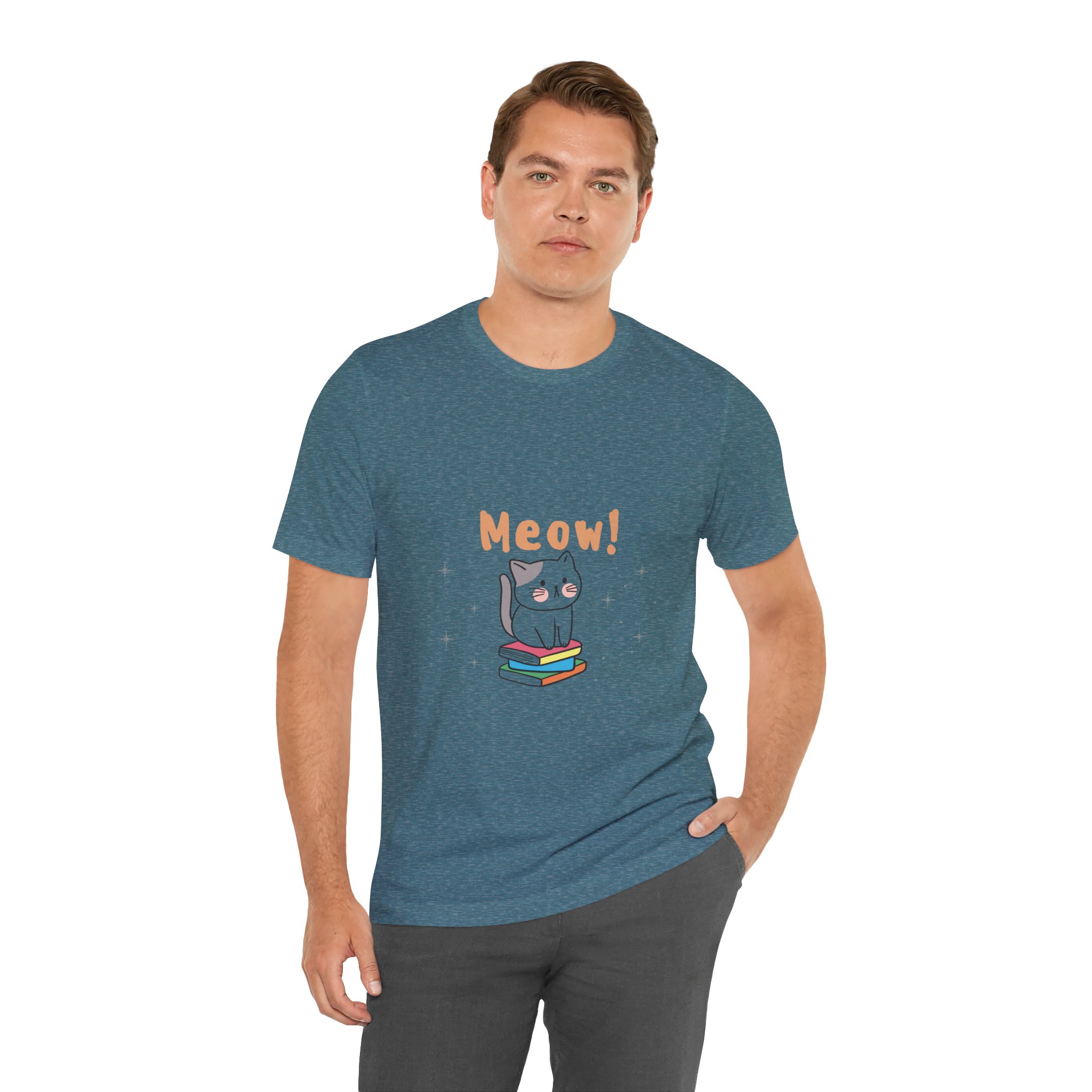 Cute Cat "Meow on Books" T-Shirt product thumbnail image Cute Cat "Meow on Books" T-Shirt product thumbnail image