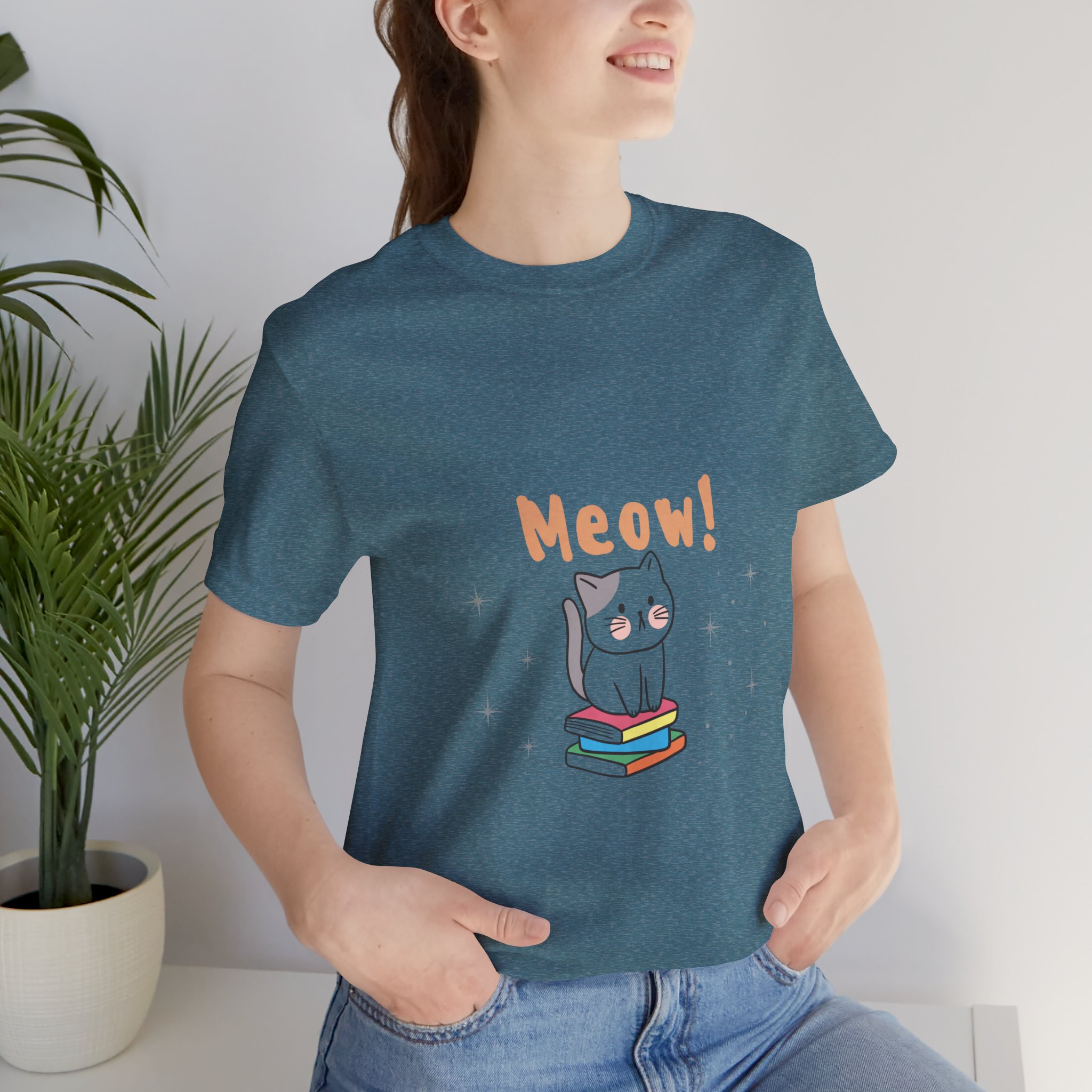 Cute Cat "Meow on Books" T-Shirt product thumbnail image Cute Cat "Meow on Books" T-Shirt product thumbnail image