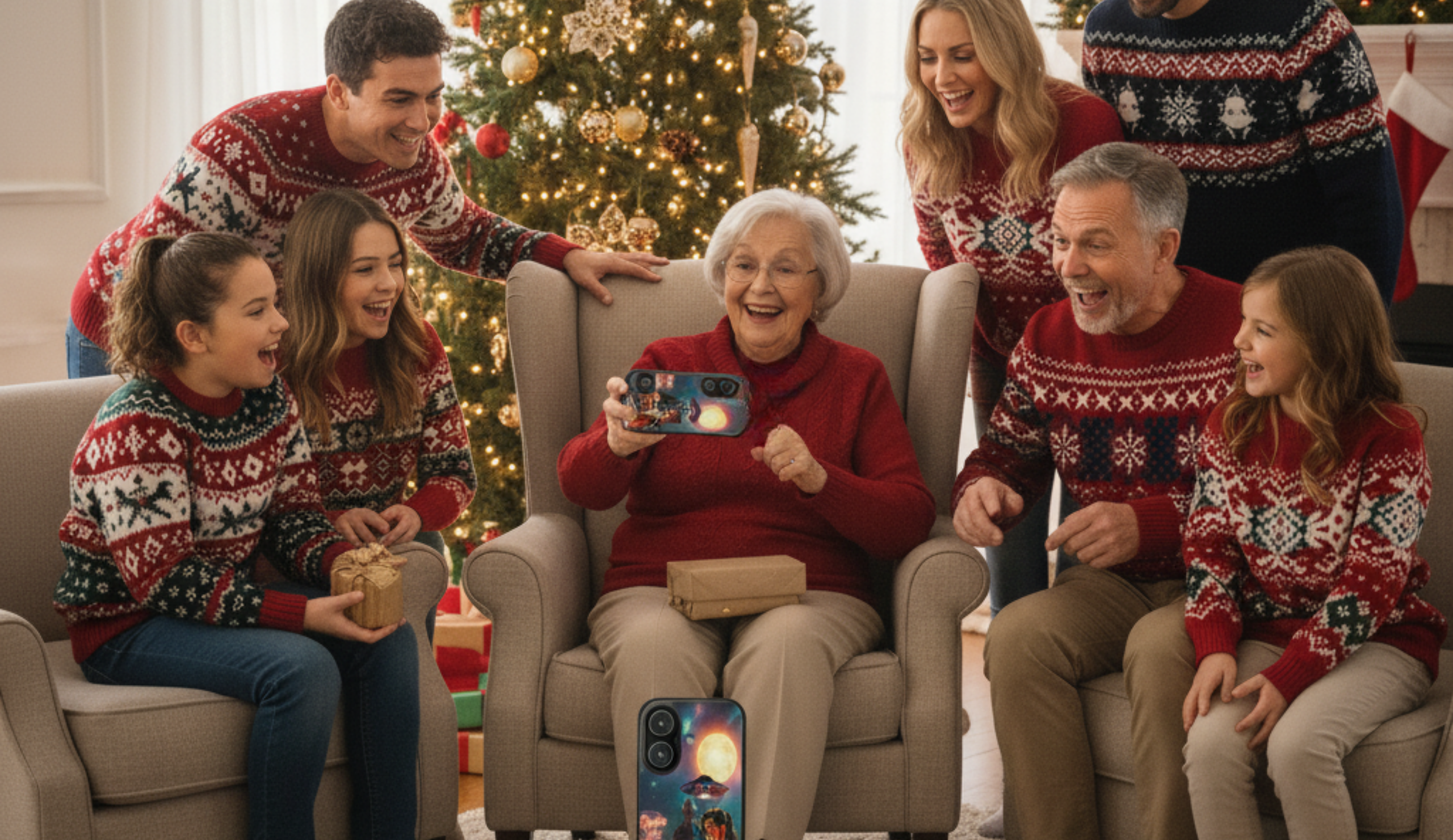 Retro Sci-Fi Phone Case for iPhone – Luna: Medium Whisperer of the Frequency – MagSafe Ready, Cosmic Jukebox, UFO, Vintage Movie Poster Pin-Up Art, Two Sols Adventure, Nowhere Bar Design product thumbnail image