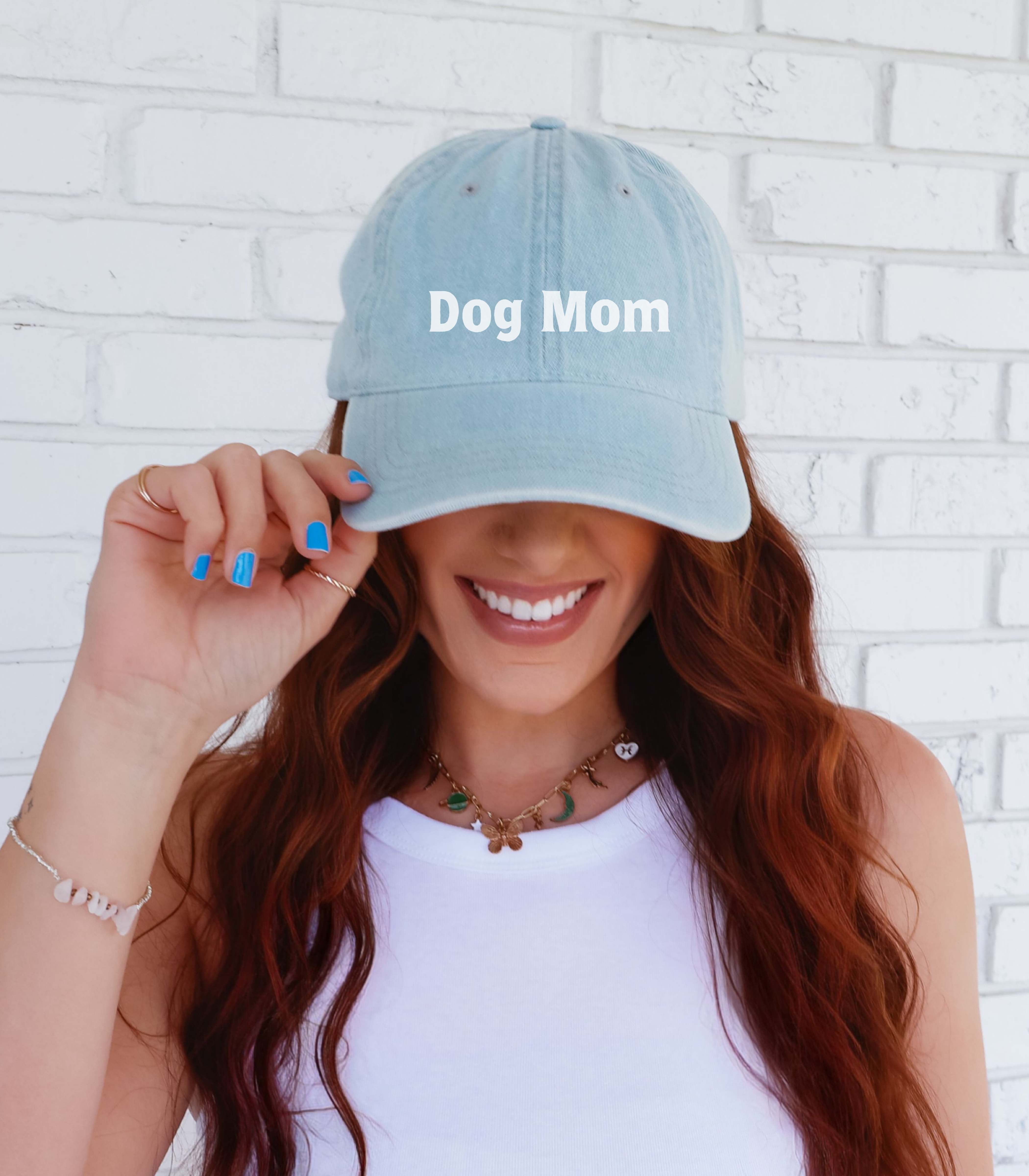 Embroidered Dog Mom Denim Hat product thumbnail image Embroidered Dog Mom Denim Hat product thumbnail image