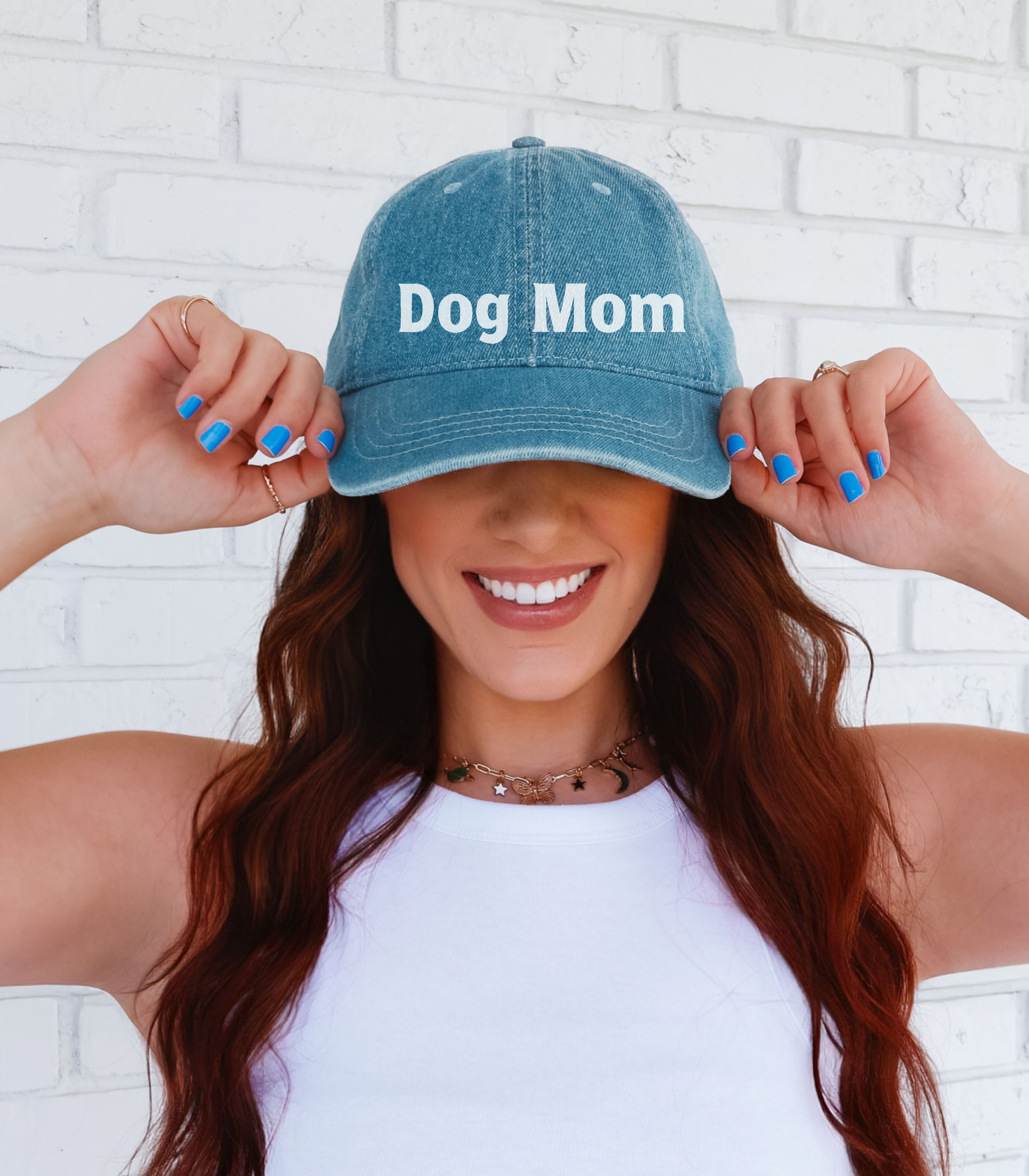 Embroidered Dog Mom Denim Hat product thumbnail image Embroidered Dog Mom Denim Hat product thumbnail image