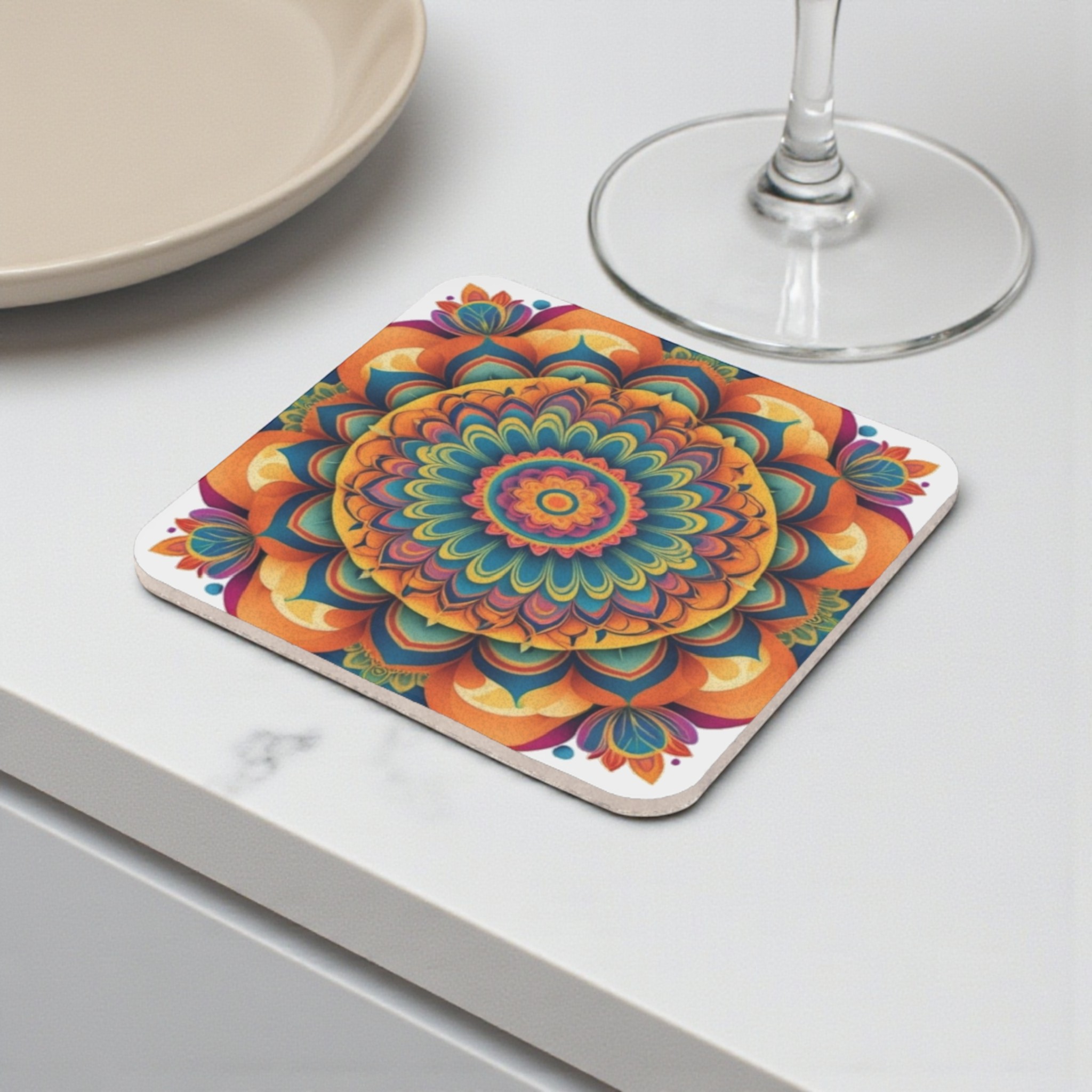Lively Geometric Design Cork Back Coaster