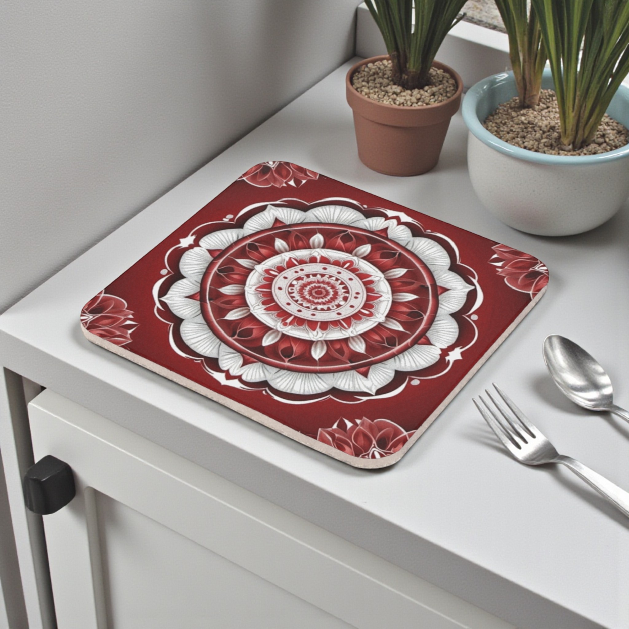 Radiant Burgundy Cork Back Coaster