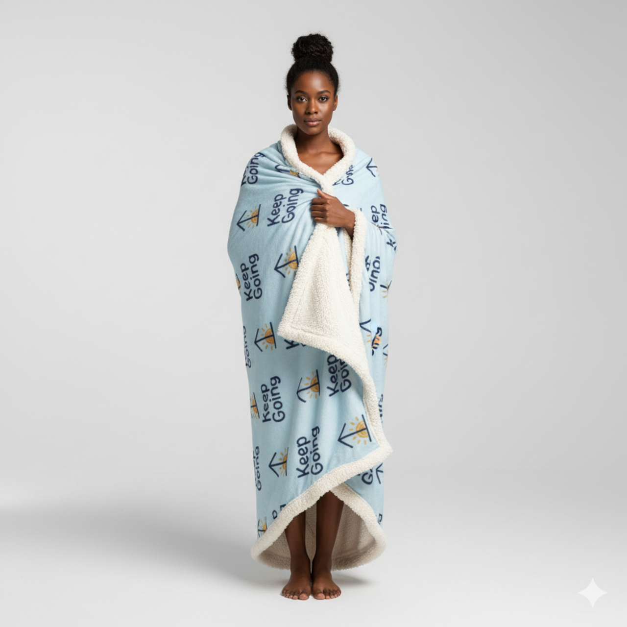 Keep Going Sherpa Blanket — Inspirational Fleece Throw with Sunrise Arrow Pattern product thumbnail image Keep Going Sherpa Blanket — Inspirational Fleece Throw with Sunrise Arrow Pattern product thumbnail image