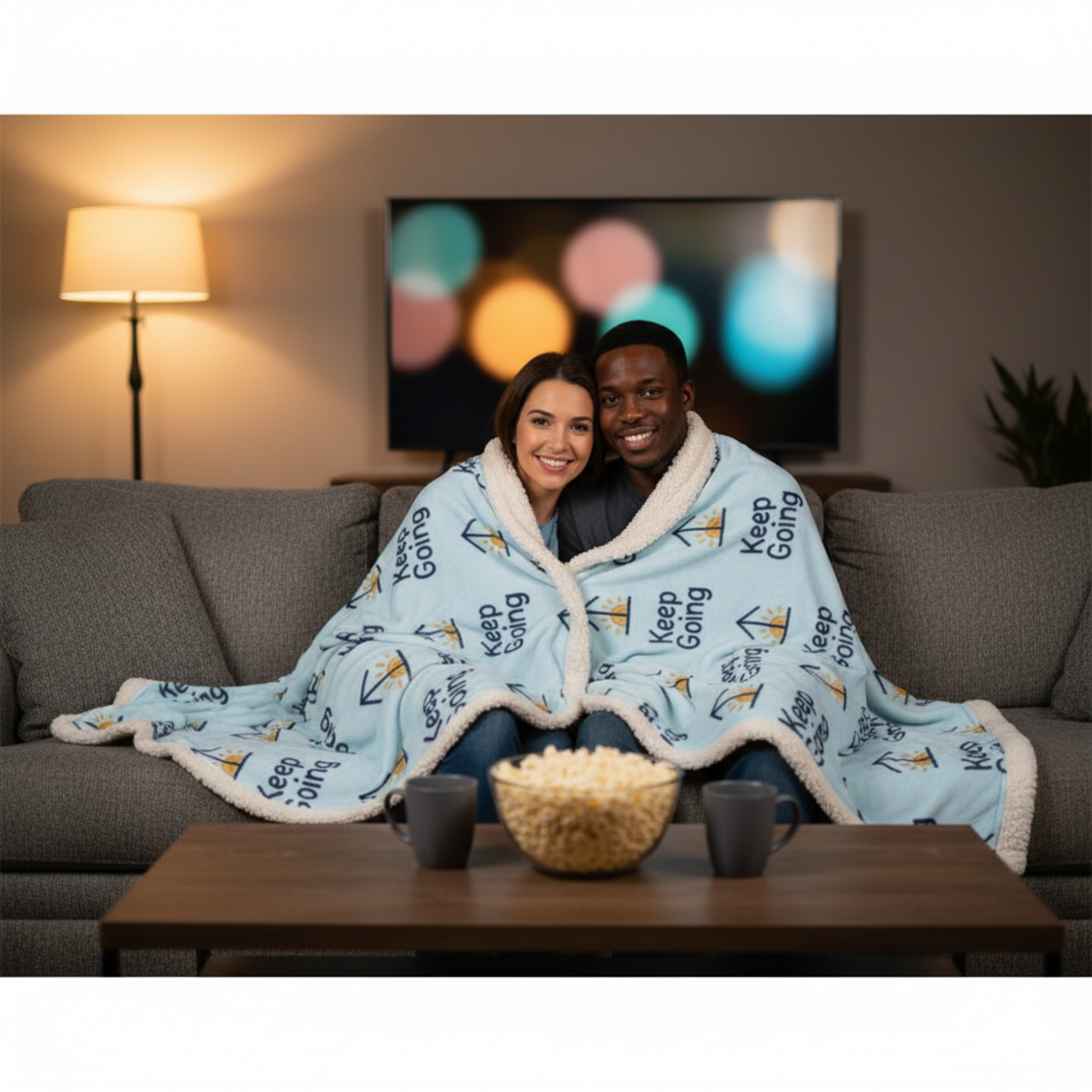 Keep Going Sherpa Blanket — Inspirational Fleece Throw with Sunrise Arrow Pattern product thumbnail image Keep Going Sherpa Blanket — Inspirational Fleece Throw with Sunrise Arrow Pattern product thumbnail image