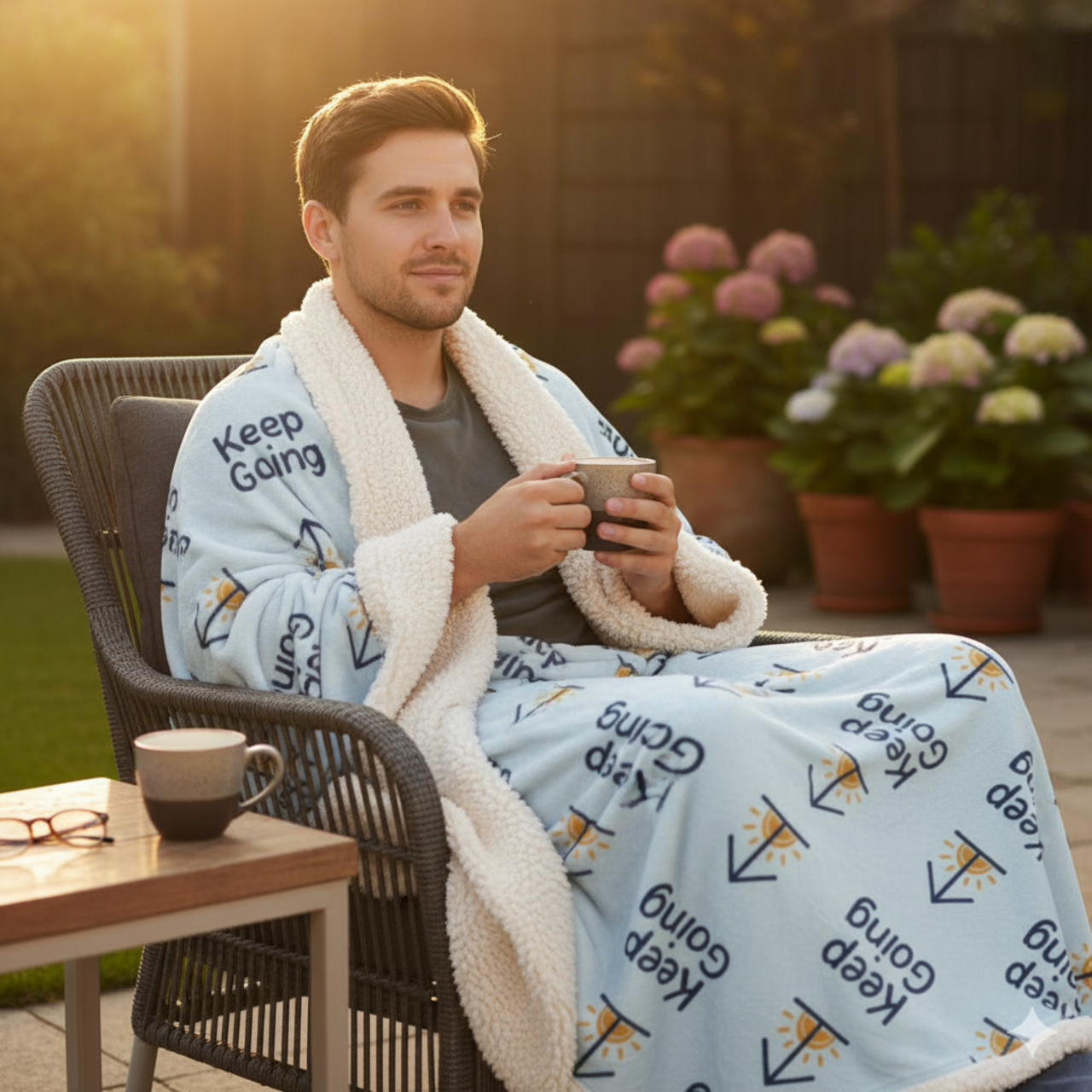 Keep Going Sherpa Blanket — Inspirational Fleece Throw with Sunrise Arrow Pattern product thumbnail image Keep Going Sherpa Blanket — Inspirational Fleece Throw with Sunrise Arrow Pattern product thumbnail image