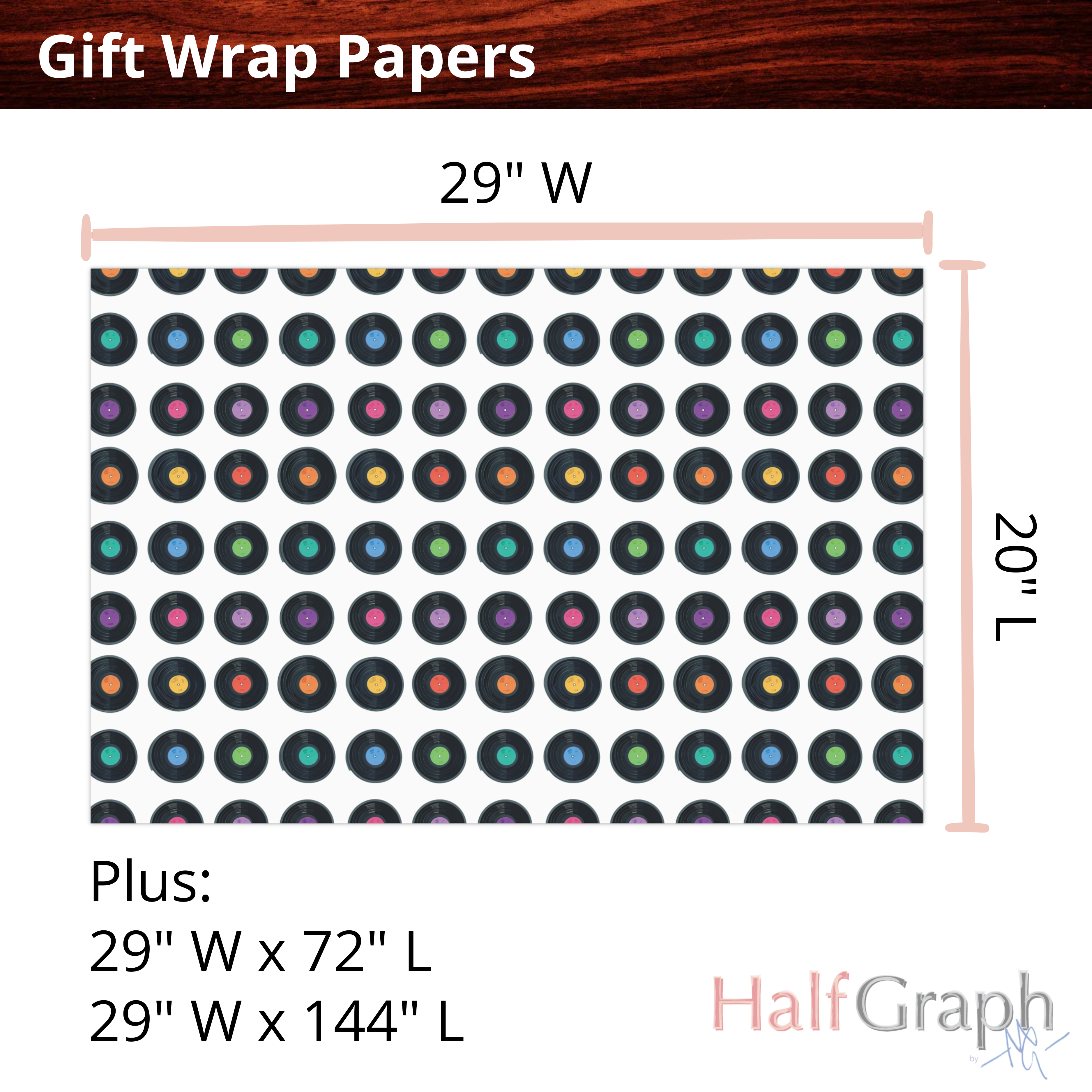 Vinyl Records Gift Wrap Papers, Colorful Music Note Gift Wrap Sheets, Retro Music Lover Wrapping Paper, Record Collection Party Supplies, product thumbnail image Vinyl Records Gift Wrap Papers, Colorful Music Note Gift Wrap Sheets, Retro Music Lover Wrapping Paper, Record Collection Party Supplies, product thumbnail image