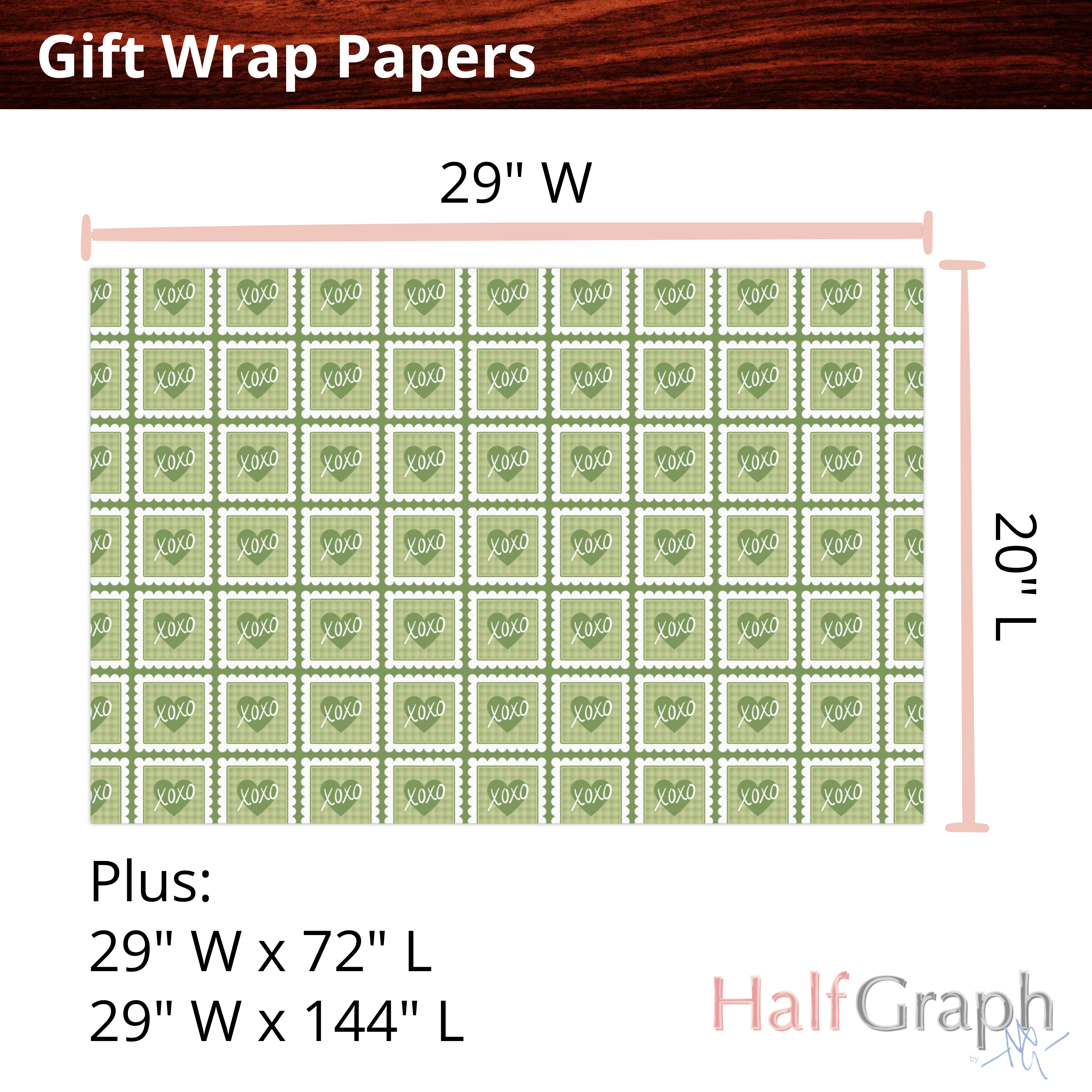 Green Love Quilts Gift Wrap Papers, Digital Illustration Quilt Pattern Present Paper, Stylized Wrapping Paper, Colorful Every Day Gift Wrap product thumbnail image
